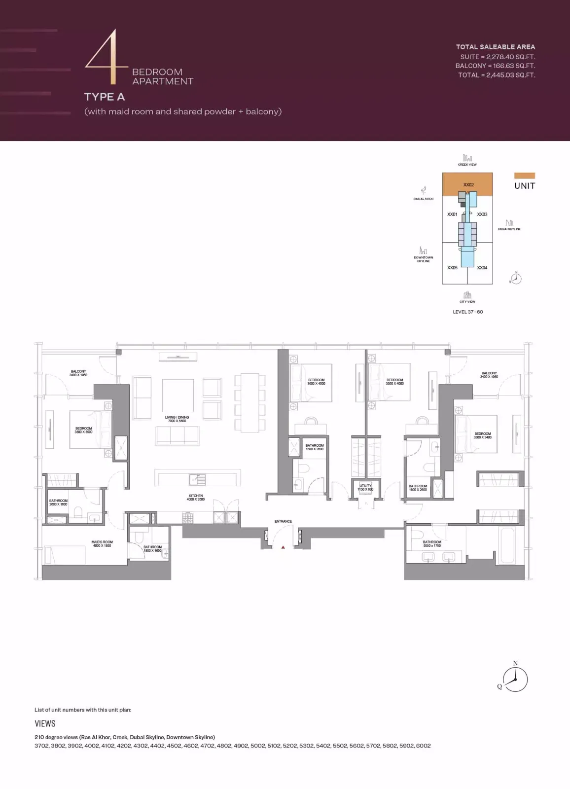 Floor plan for Type A
