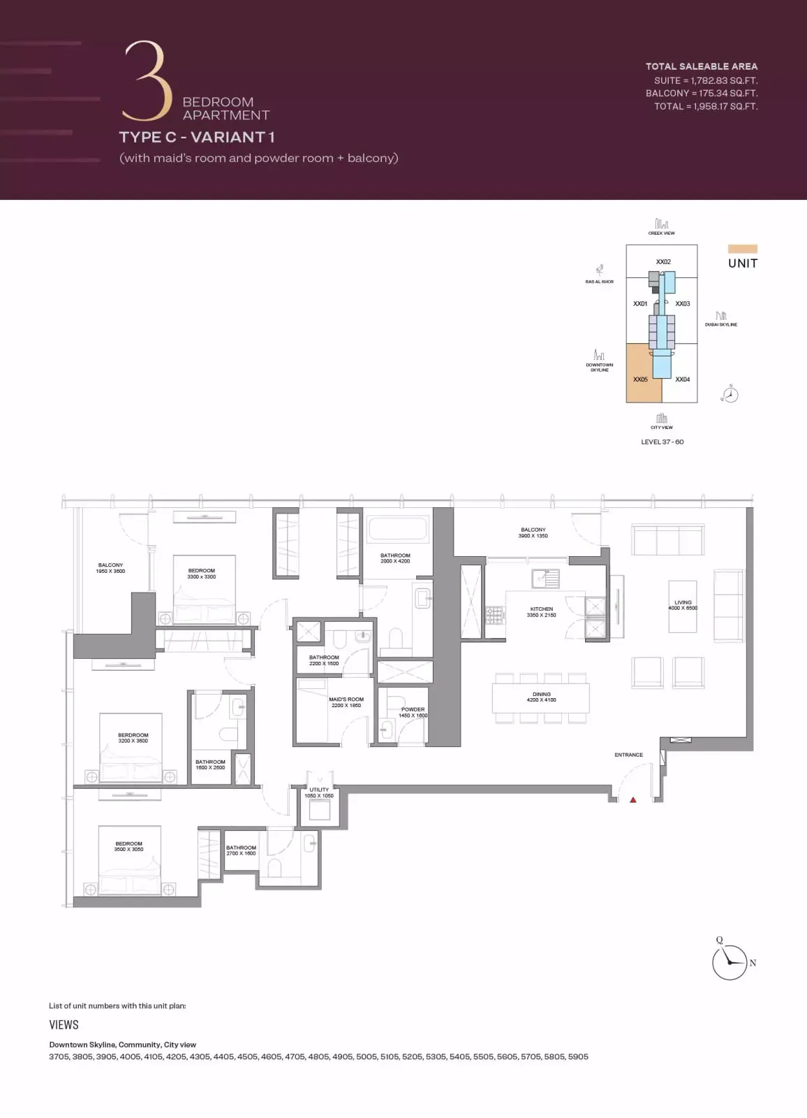Floor plan for Type C Variant 1