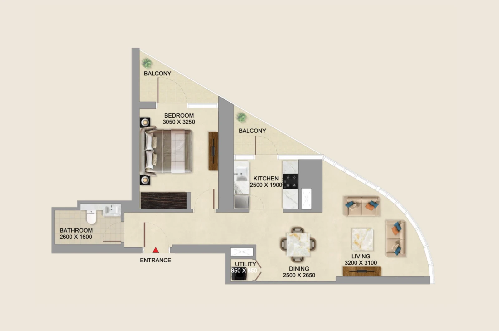 Floor plan for Type F