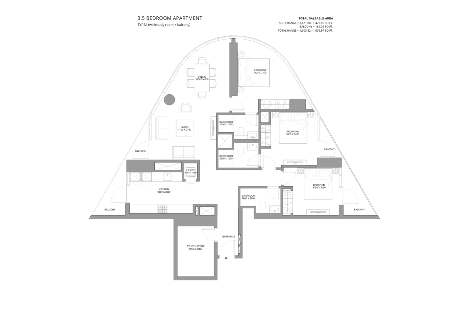 Floor plan for Type A1