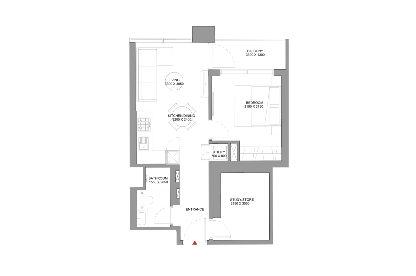 Floor plan for Type E1