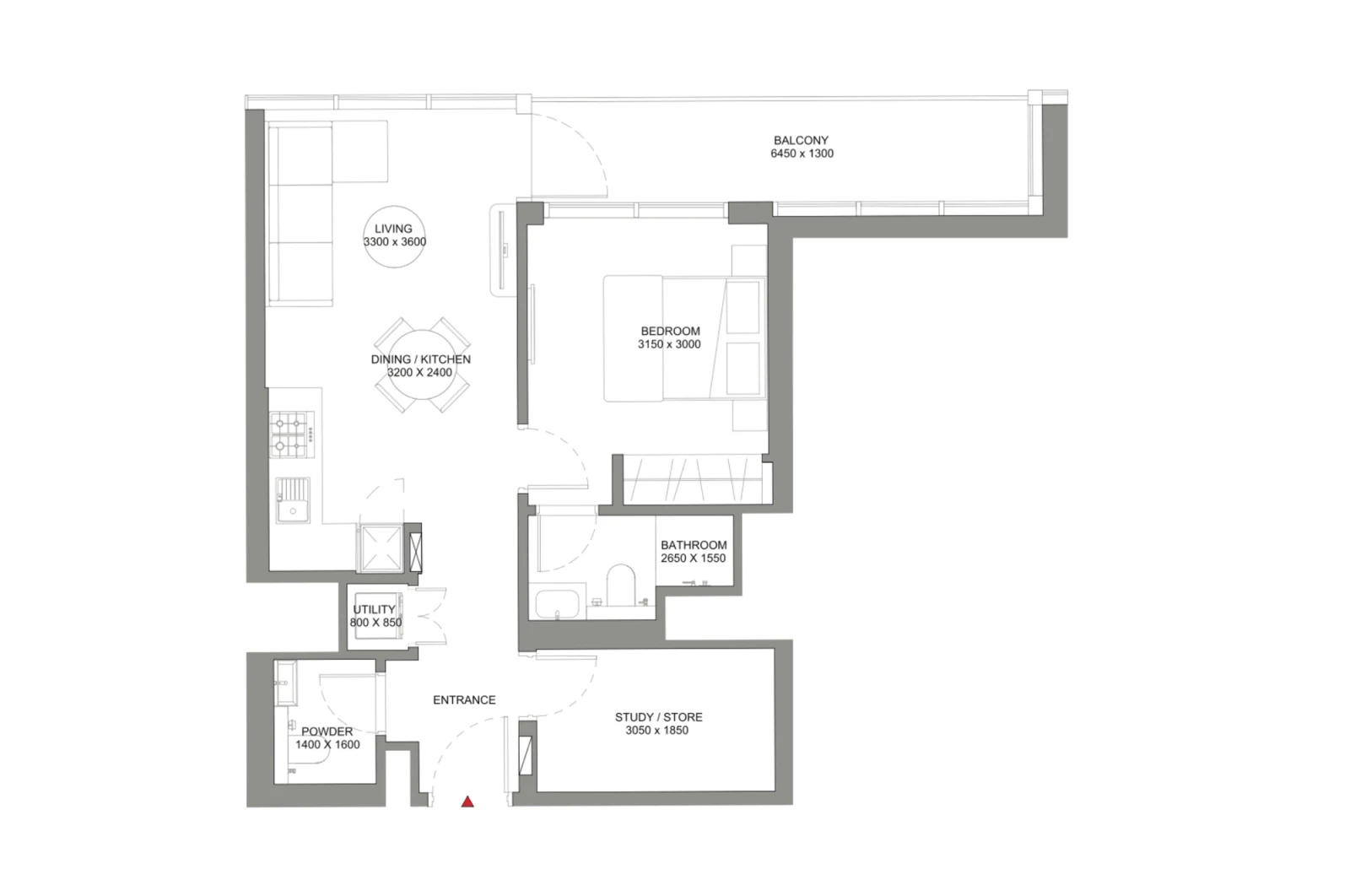 Floor plan for Type C1