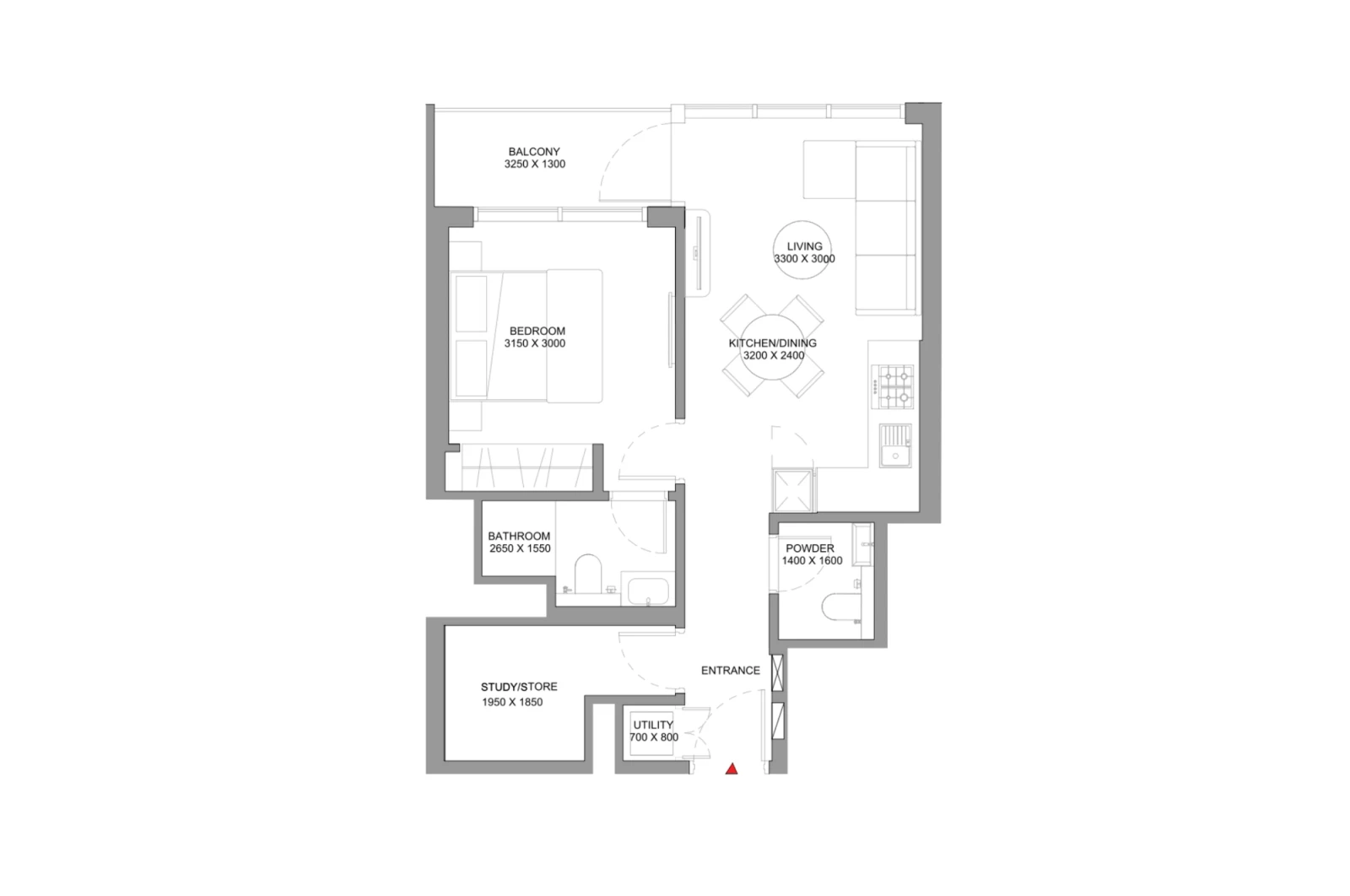Floor plan for Type B1