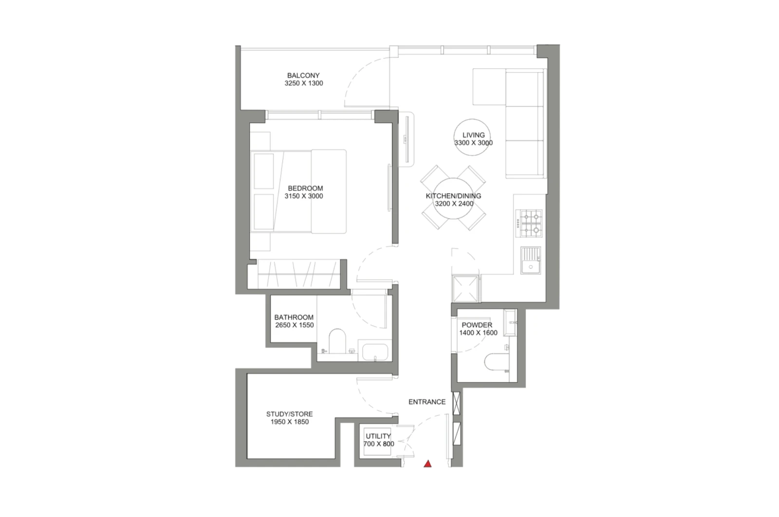 Floor plan for Type B1