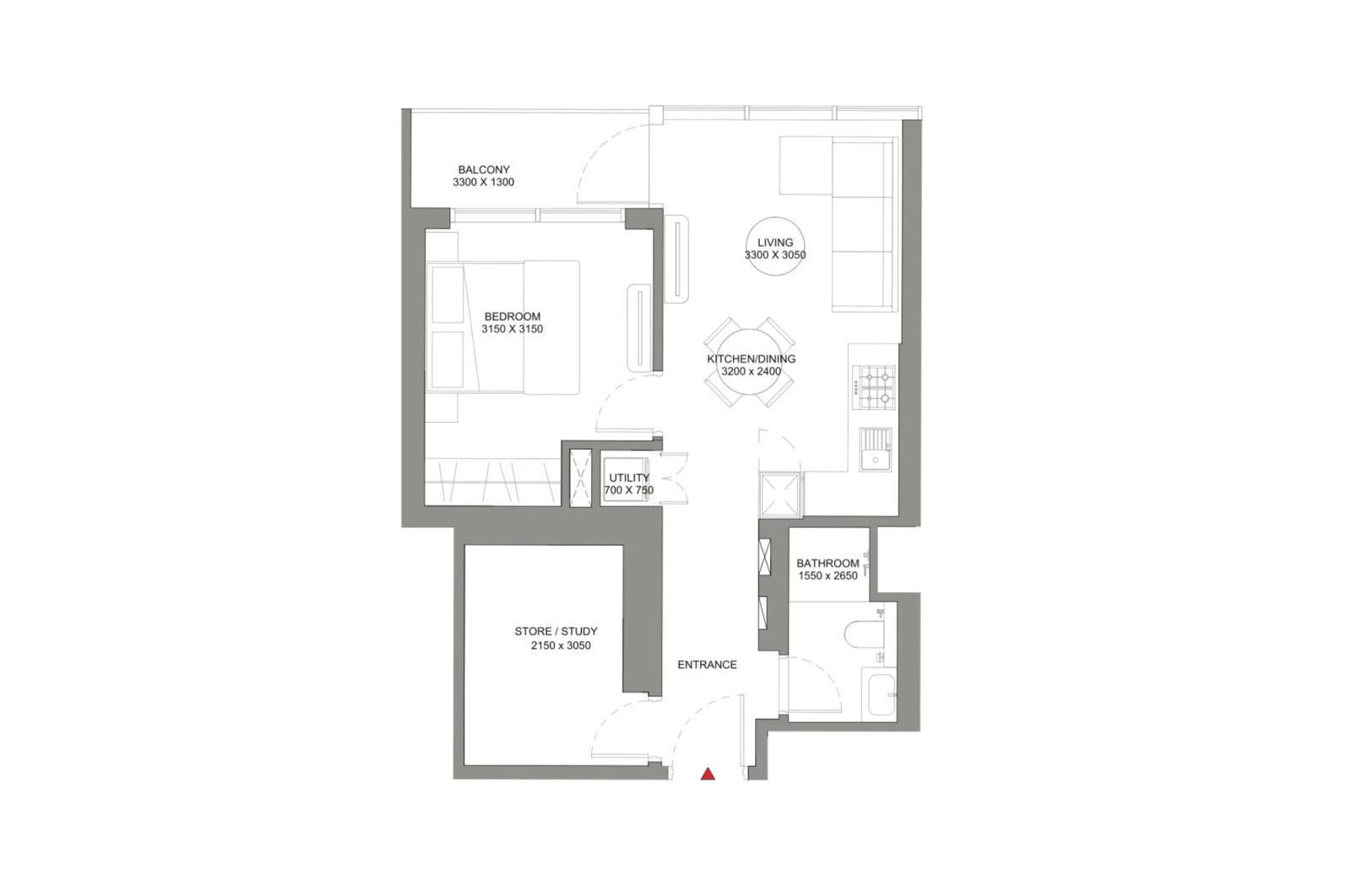 Floor plan for Type E1