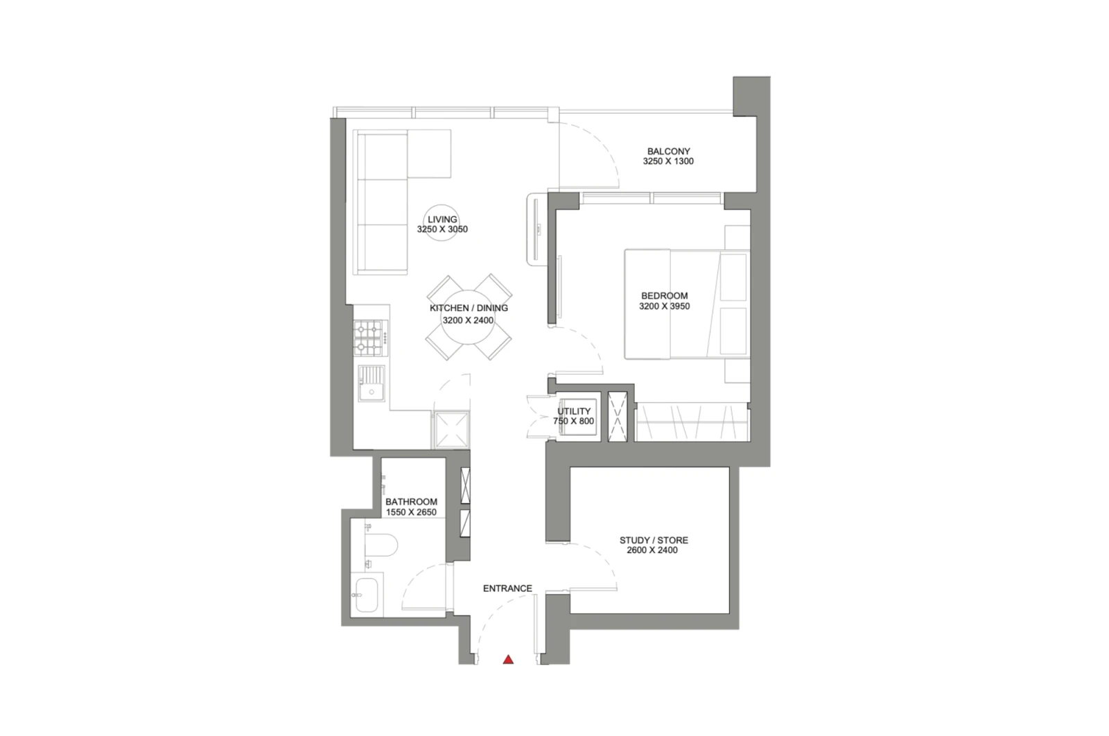 Floor plan for Type D1