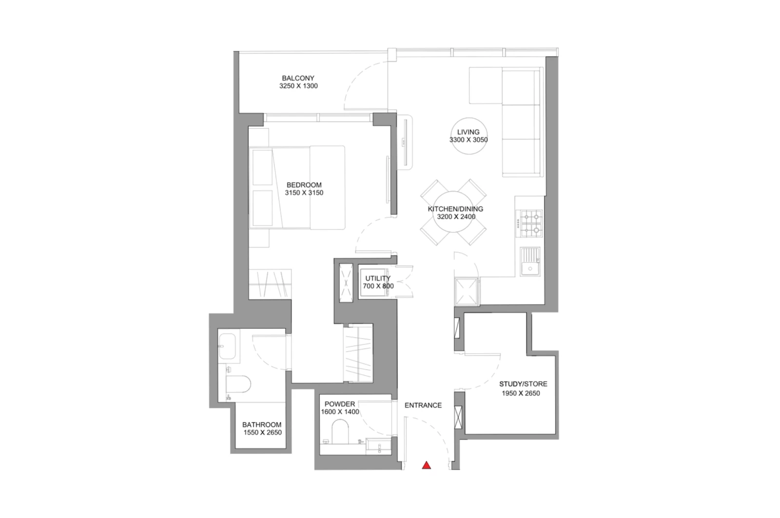 Floor plan for Type D1