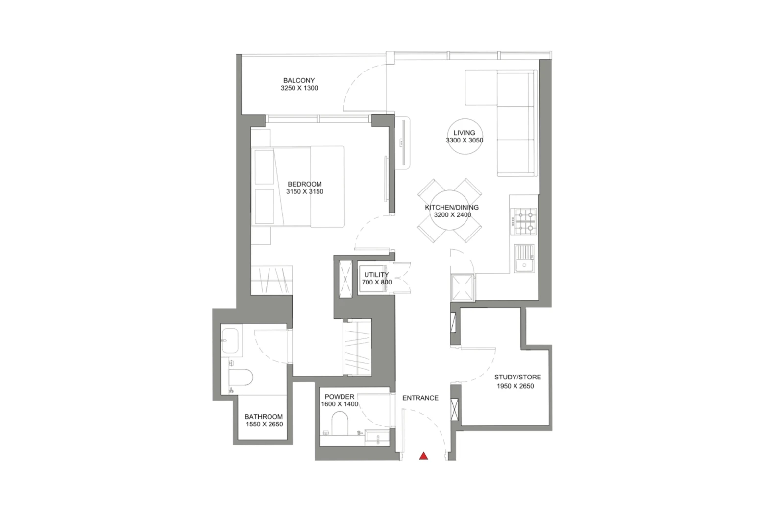 Floor plan for Type D1