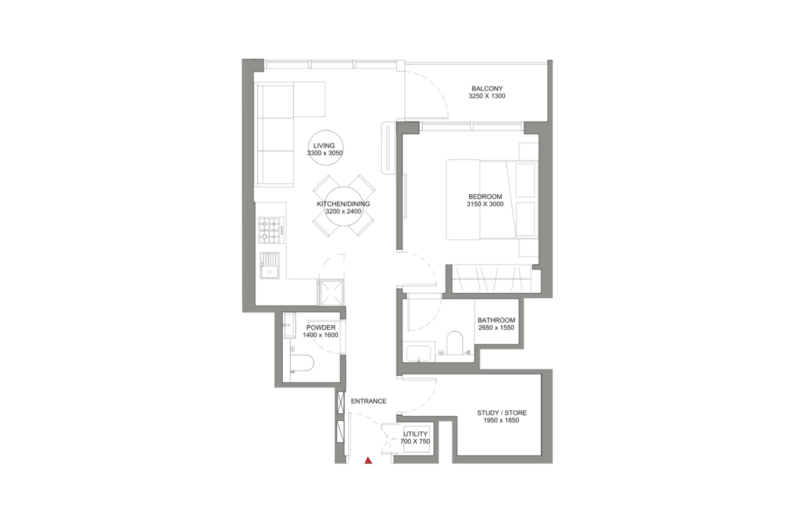 Floor plan for Type B1