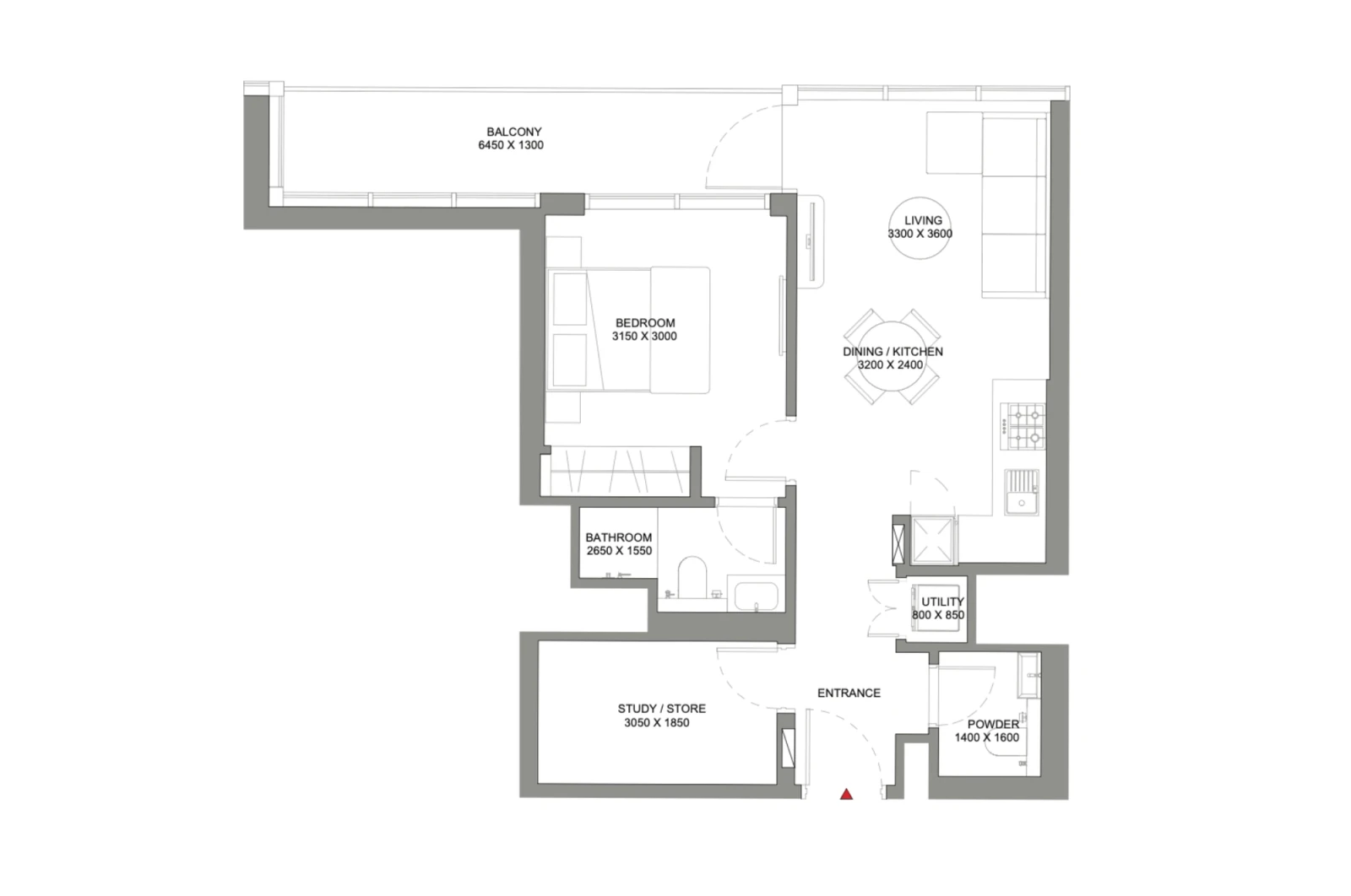 Floor plan for Type C1