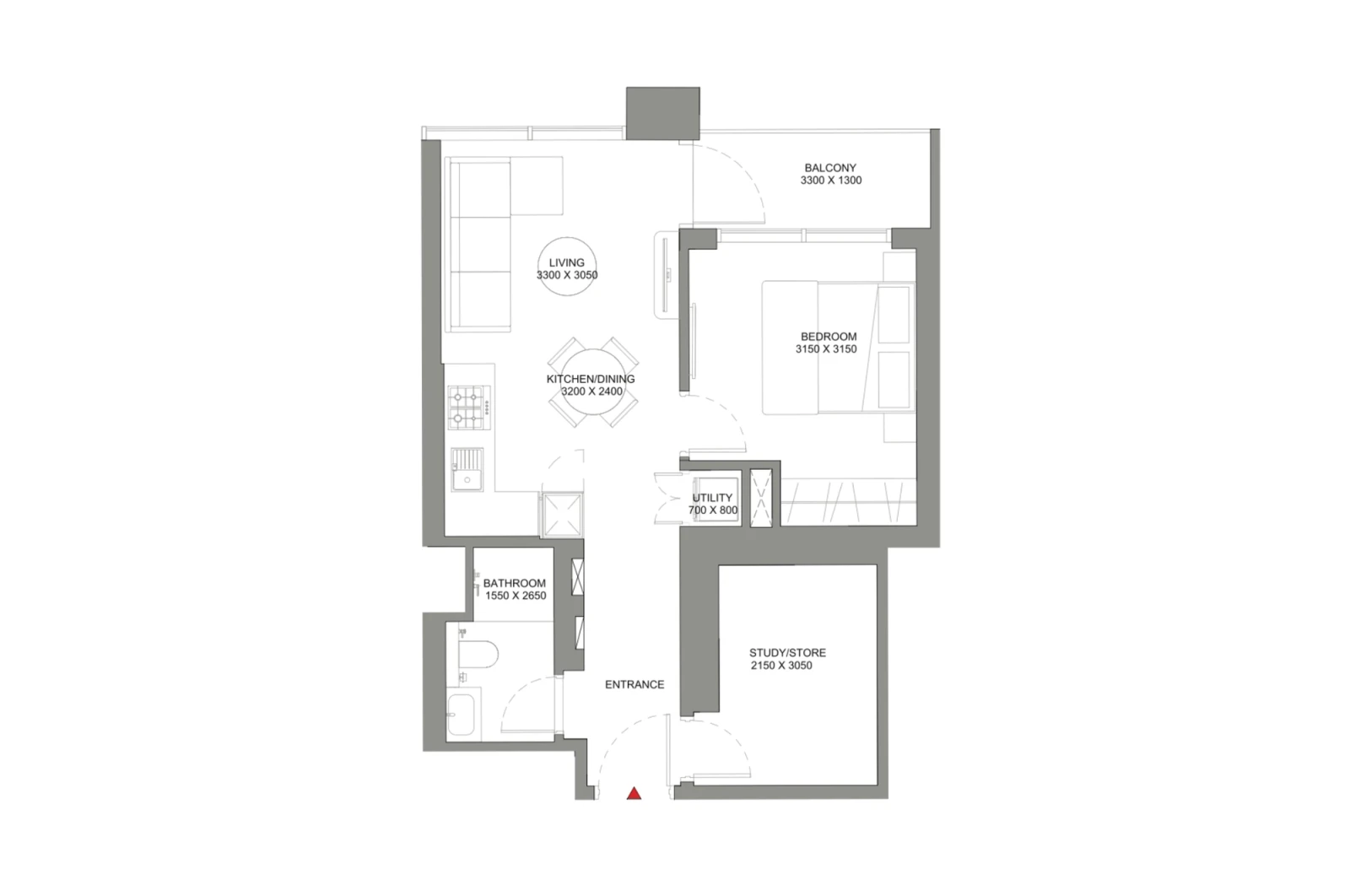 Floor plan for Type E1