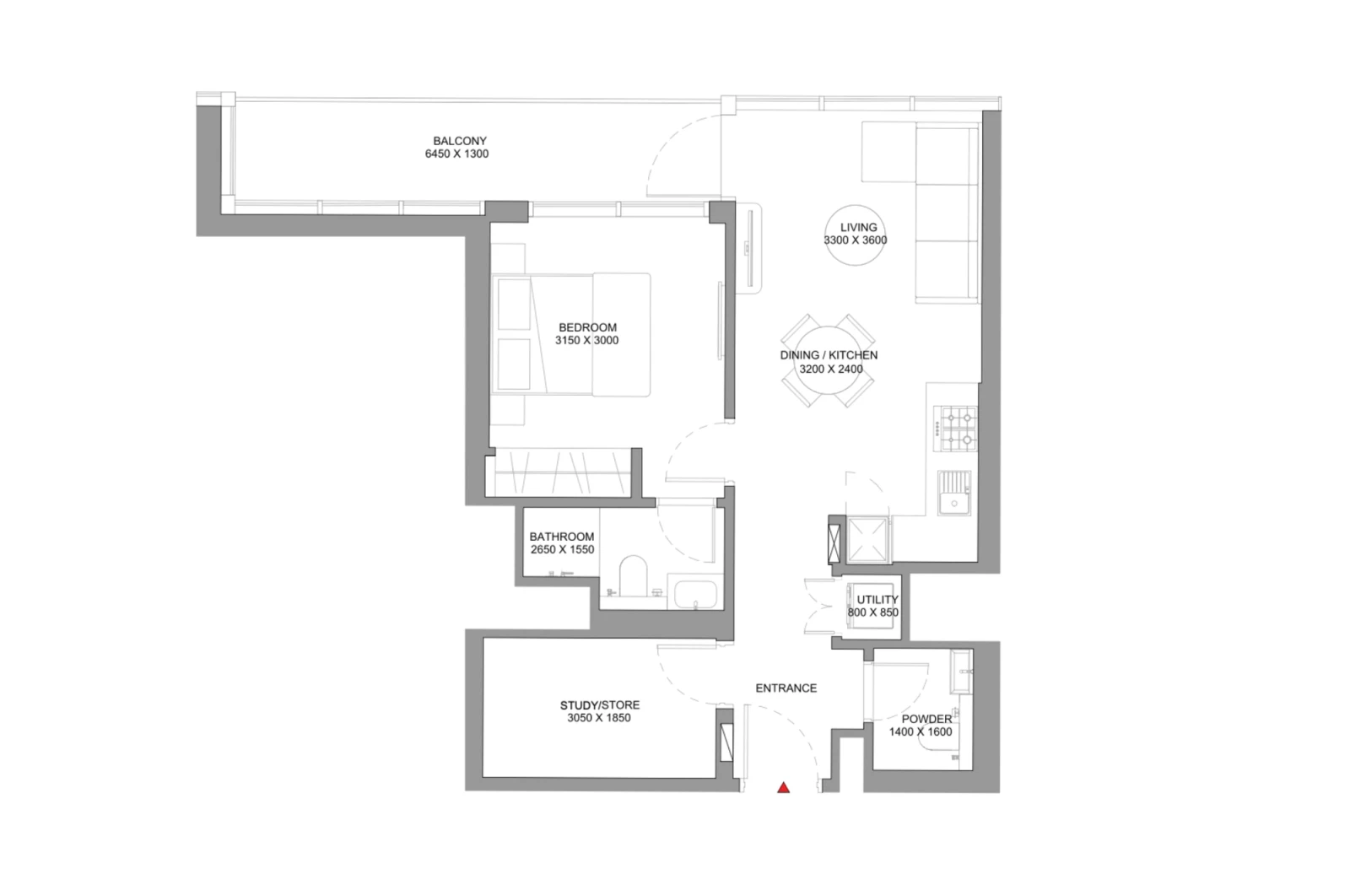 Floor plan for Type C1