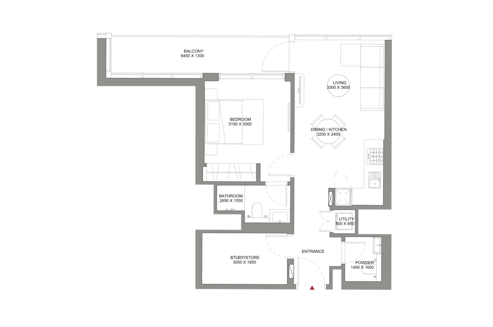 Floor plan for Type C1