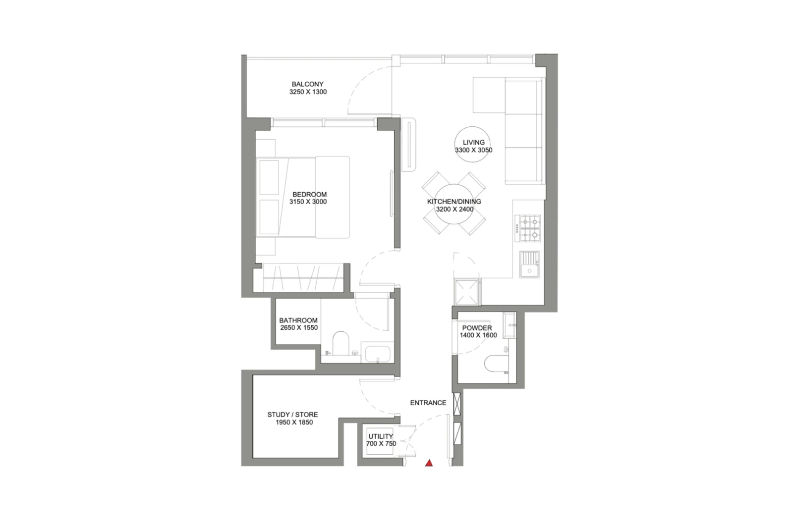 Floor plan for Type B1