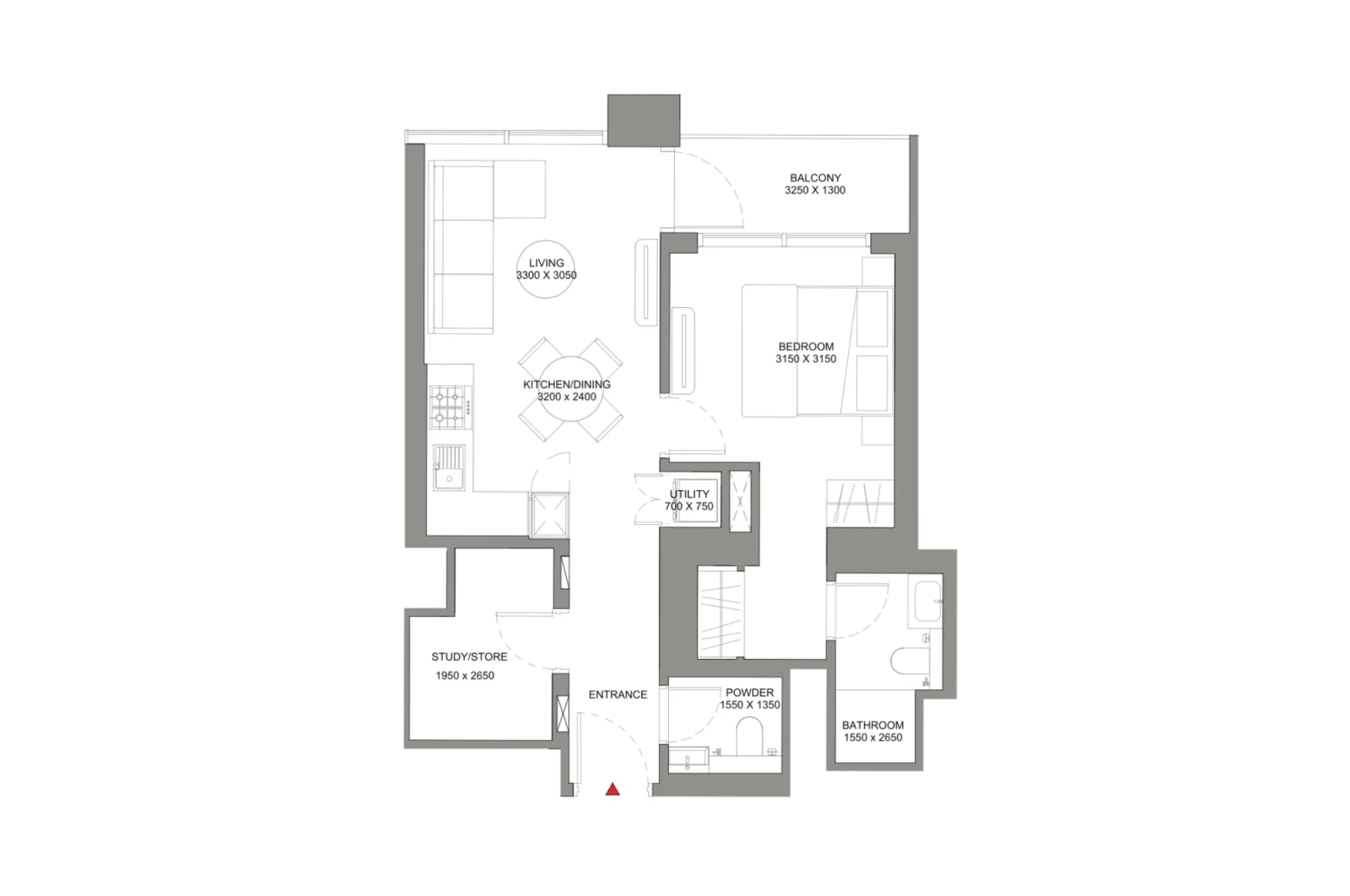 Floor plan for Type D1