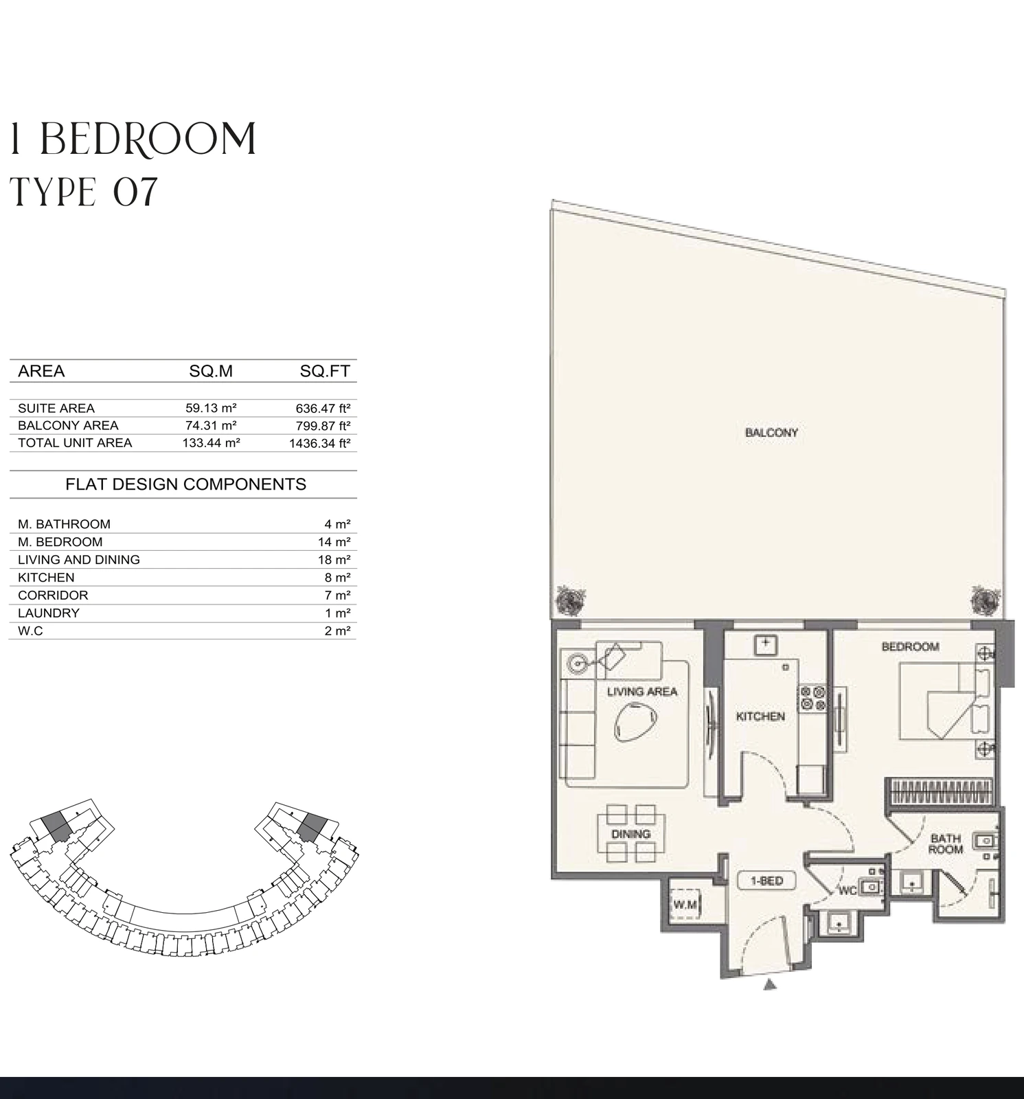 Floor plan for 1 Bedroom - Type 07
