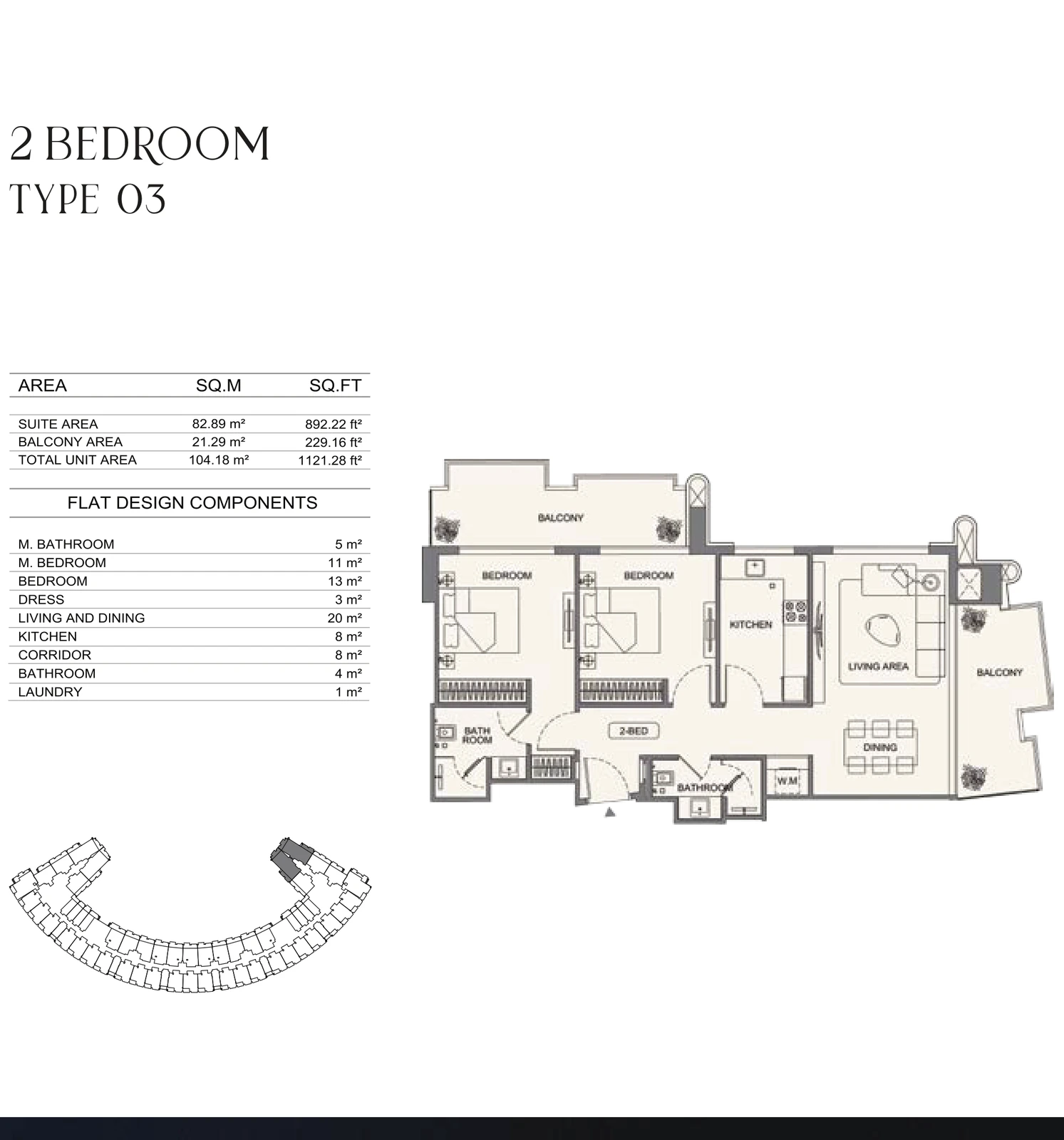 Floor plan for 2 Bedroom - Type 03