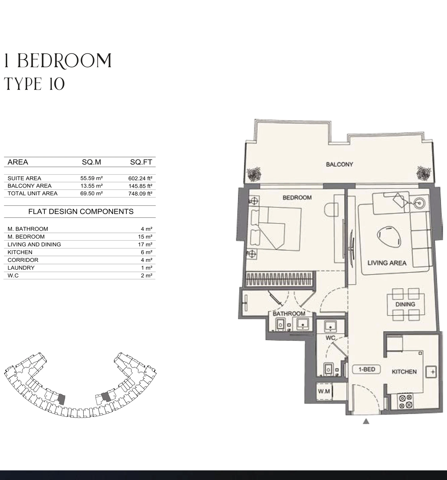 Floor plan for 1 Bedroom - Type 10