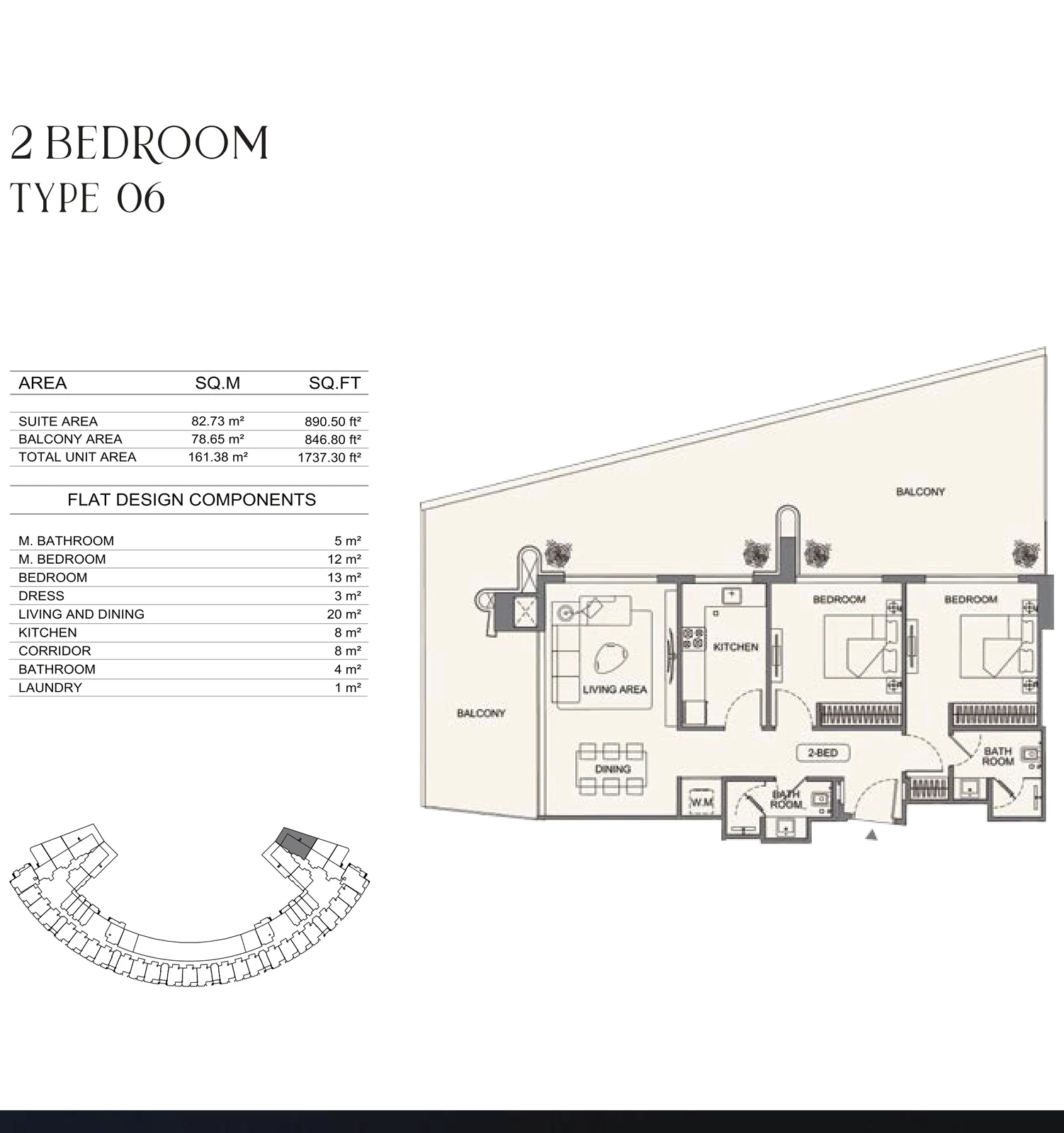 Floor plan for 2 Bedroom - Type 06