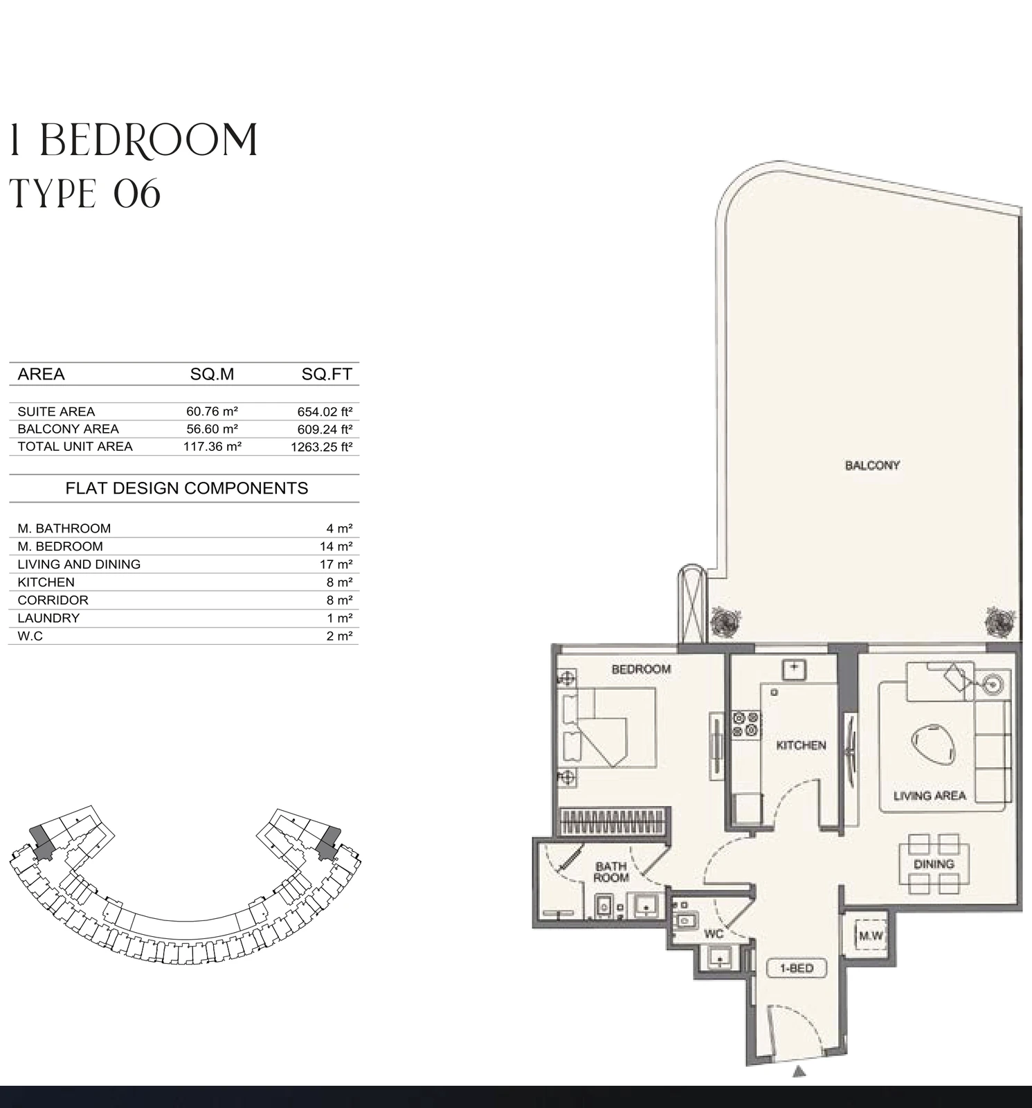 Floor plan for 1 Bedroom - Type 06