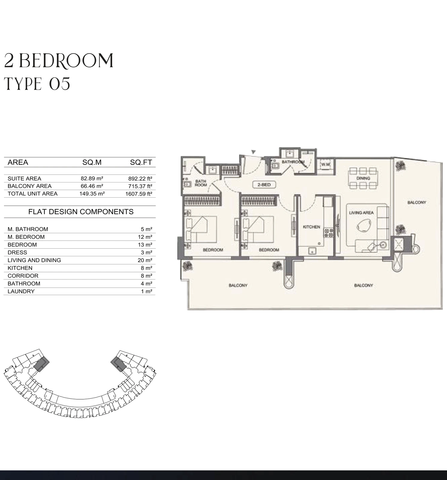 Floor plan for 2 Bedroom - Type 05
