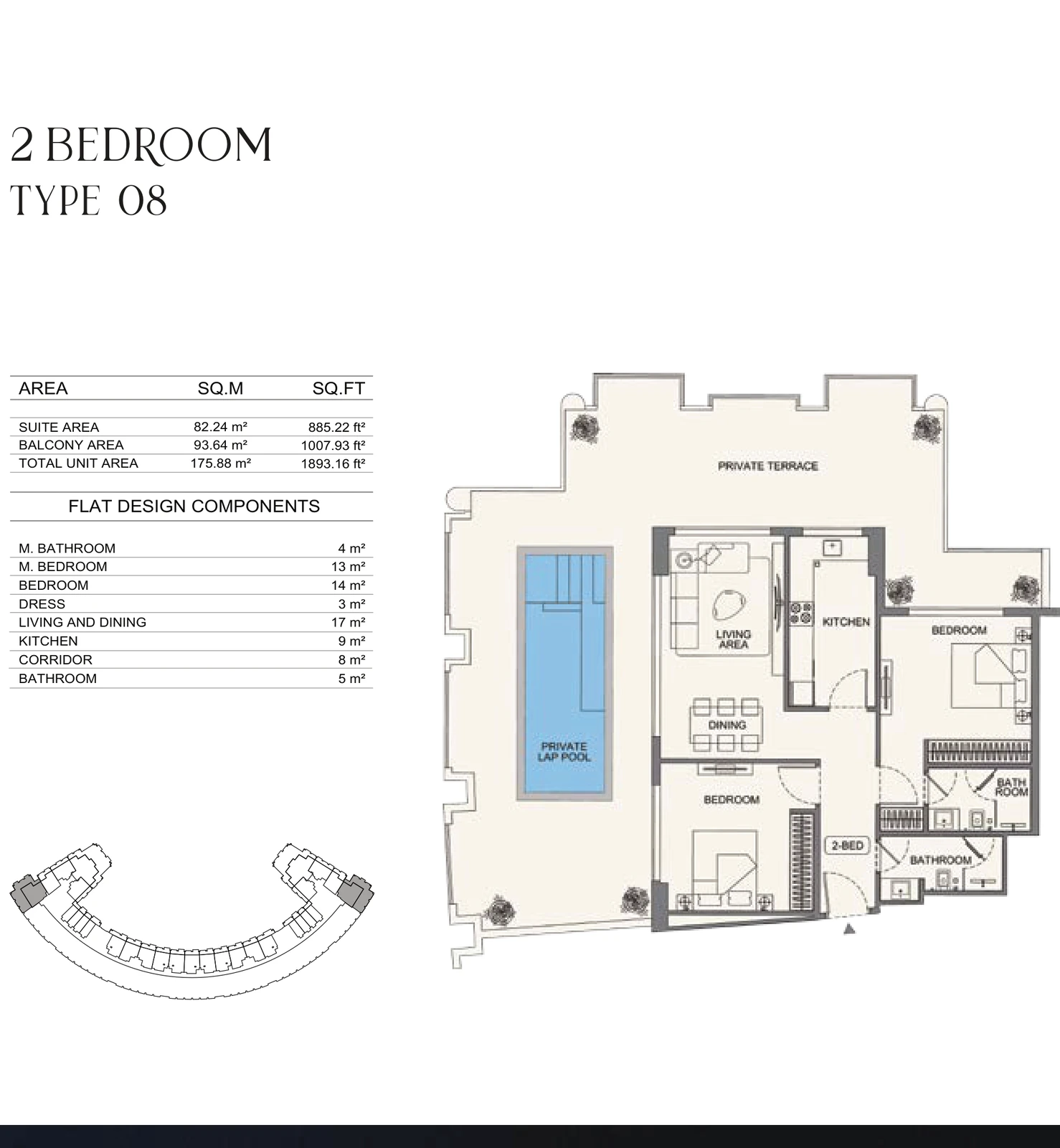 Floor plan for 2 Bedroom - Type 08