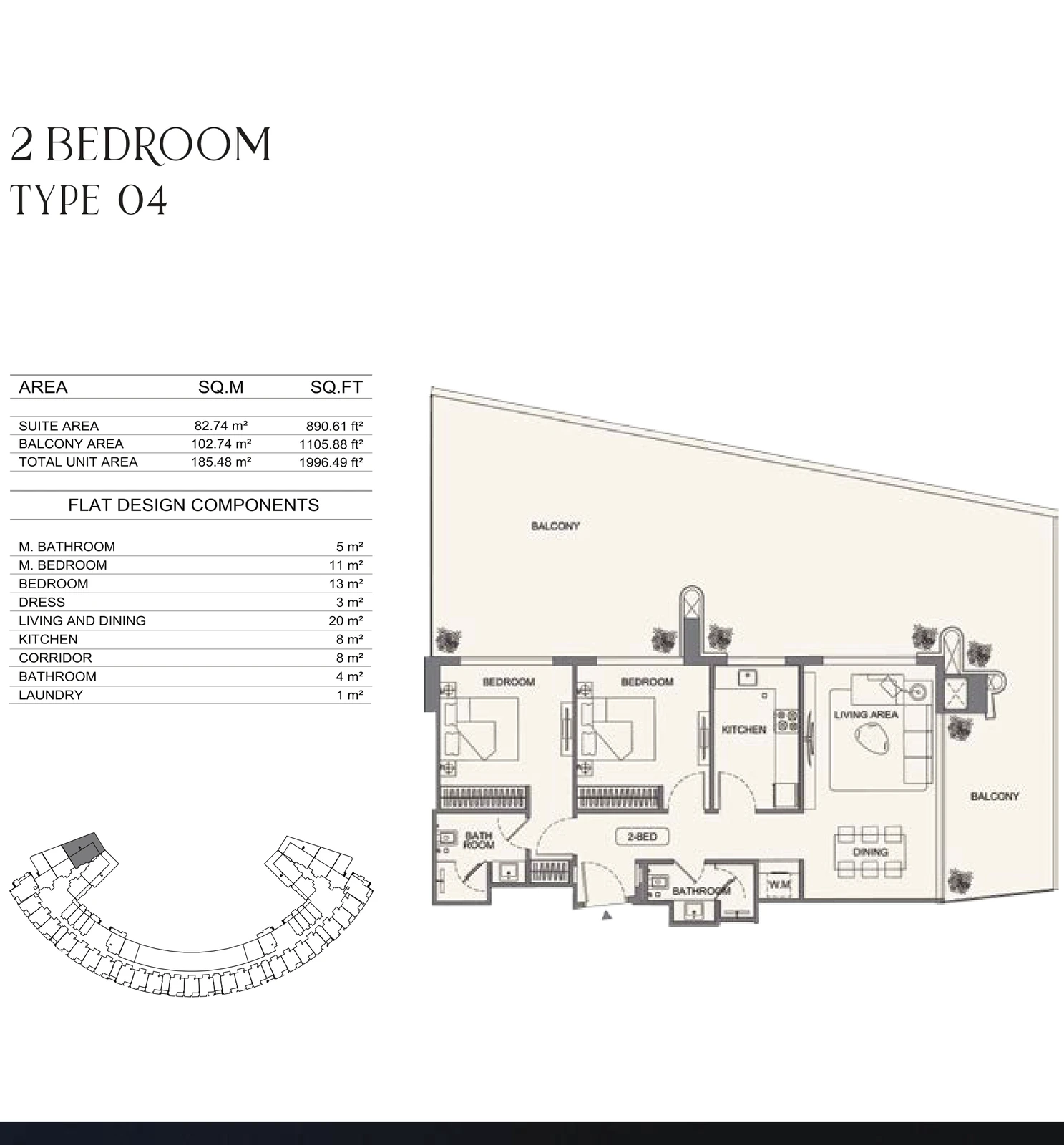 Floor plan for 2 Bedroom - Type 04