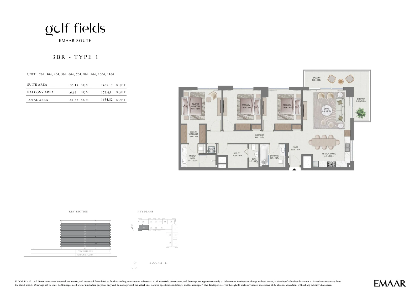 Floor plan for 3 BR – Type 1
