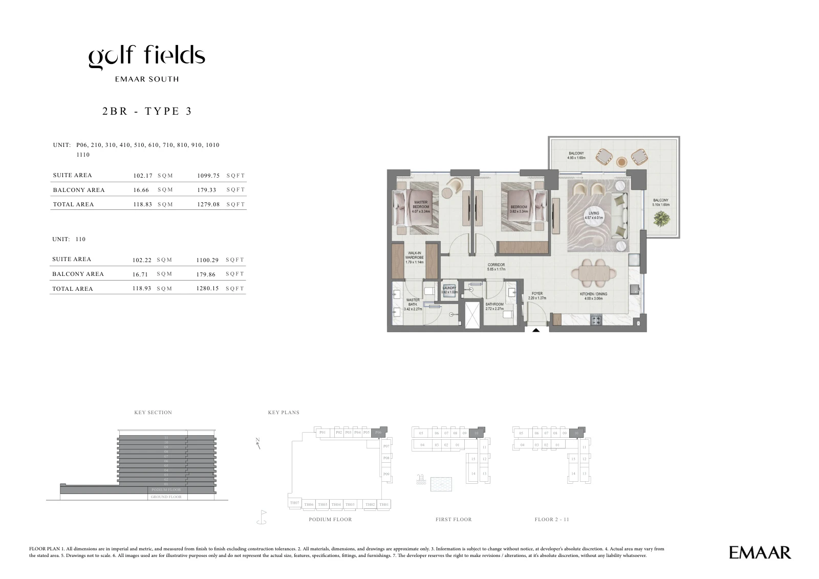 Floor plan for 2 BR – Type 3