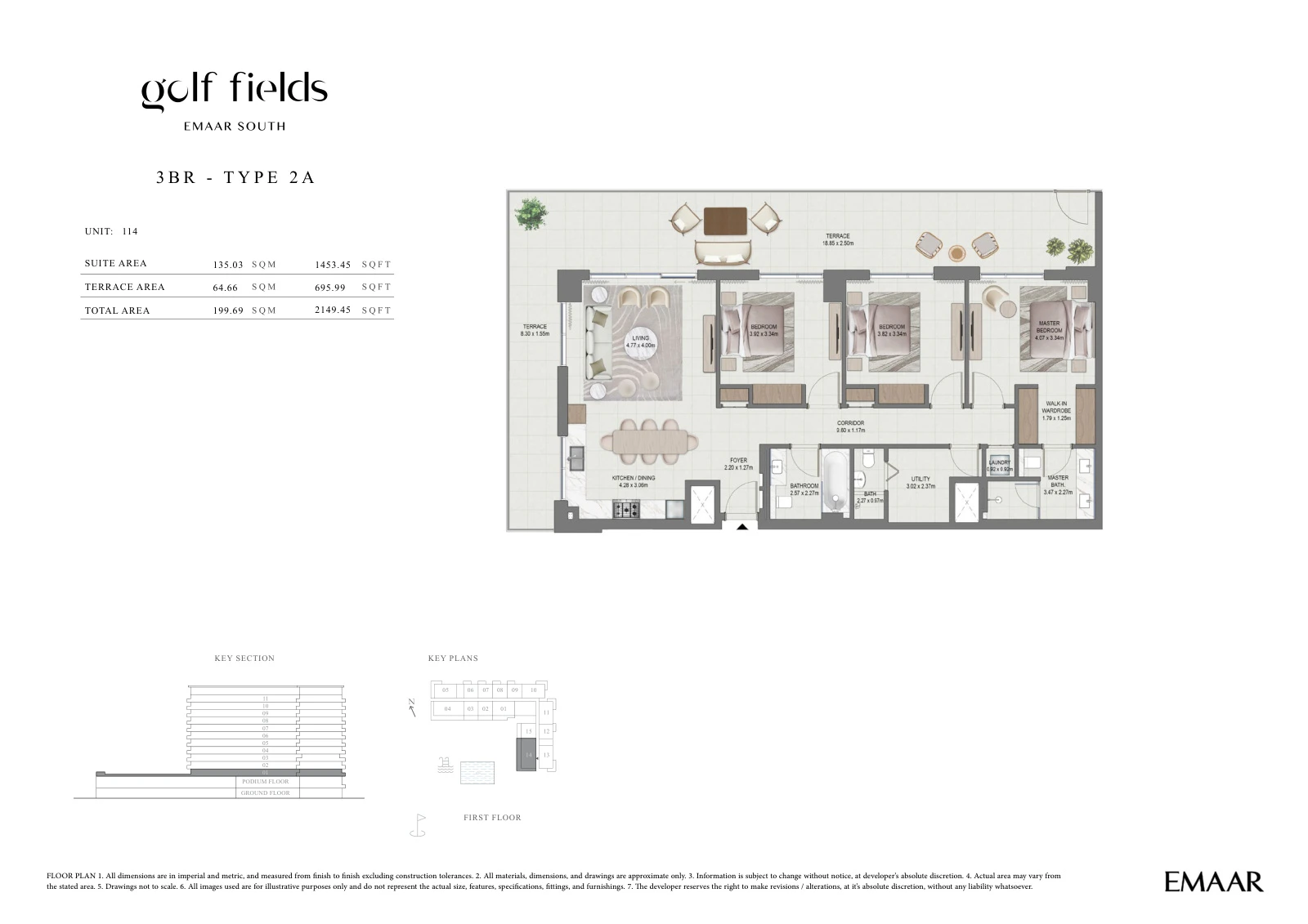 Floor plan for 3 BR – Type 2A