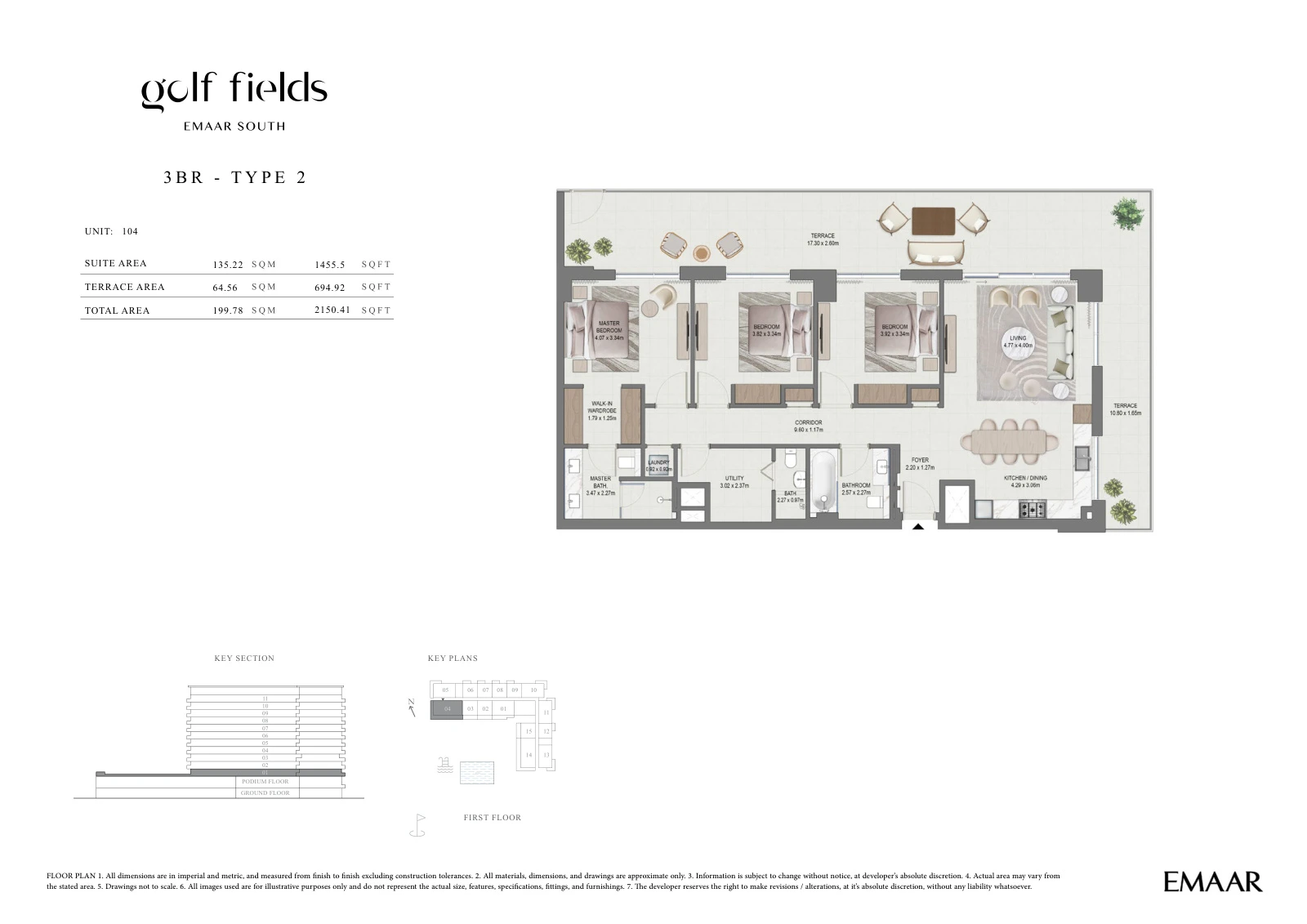 Floor plan for 3 BR – Type 2