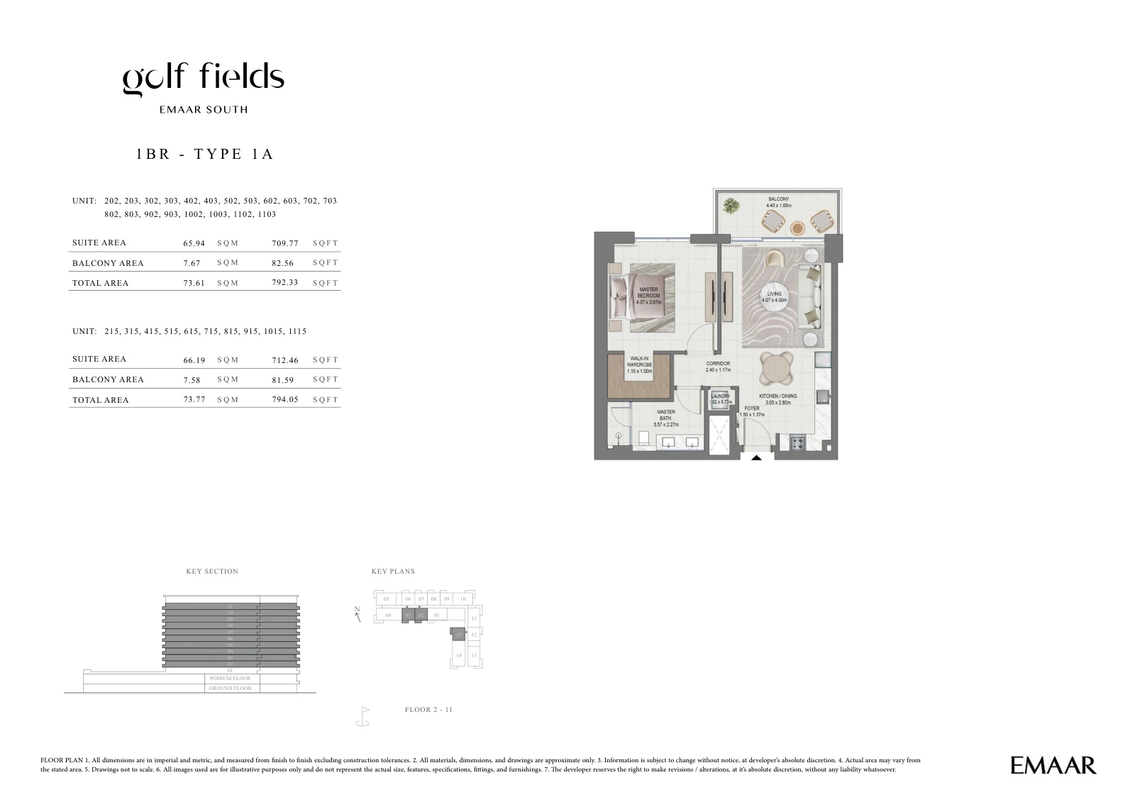 Floor plan for 1 BR – Type 1A