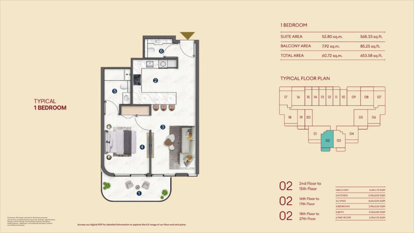 Floor plan for 1 Bedroom