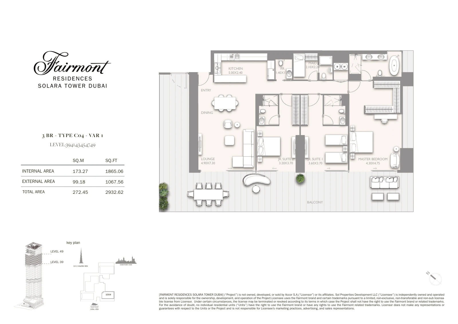 Floor plan for 3 Bedroom