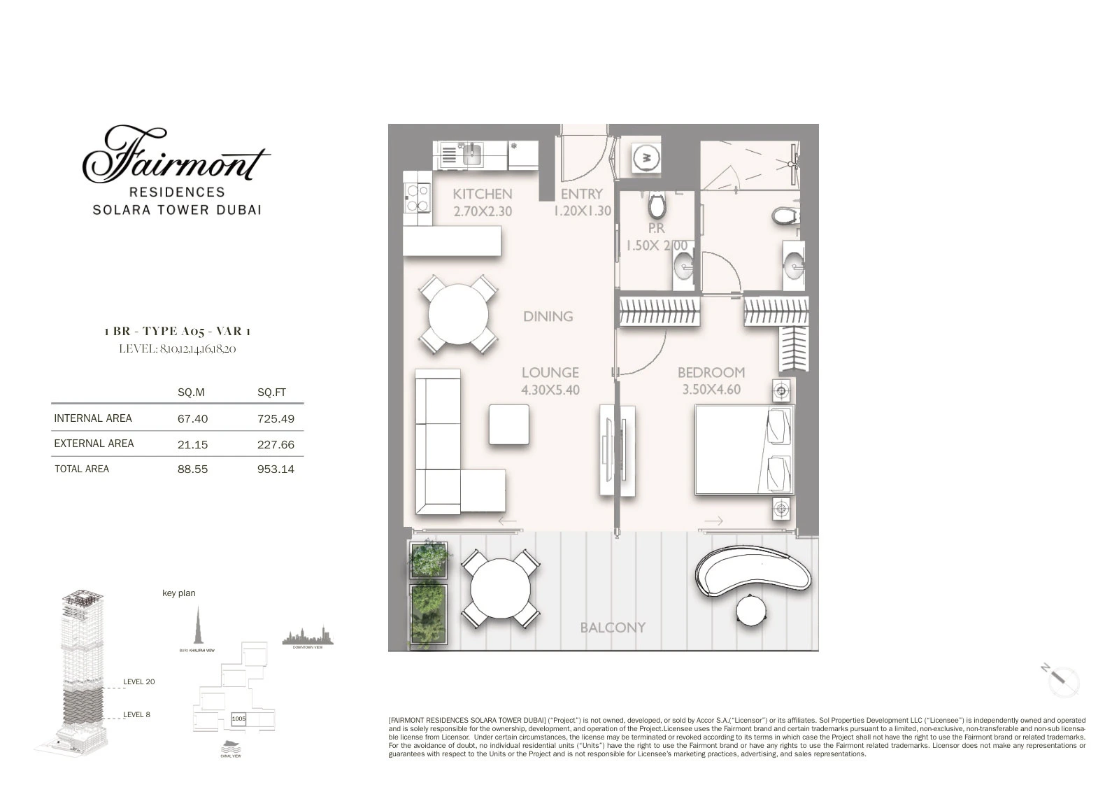 Floor plan for 1 Bedroom