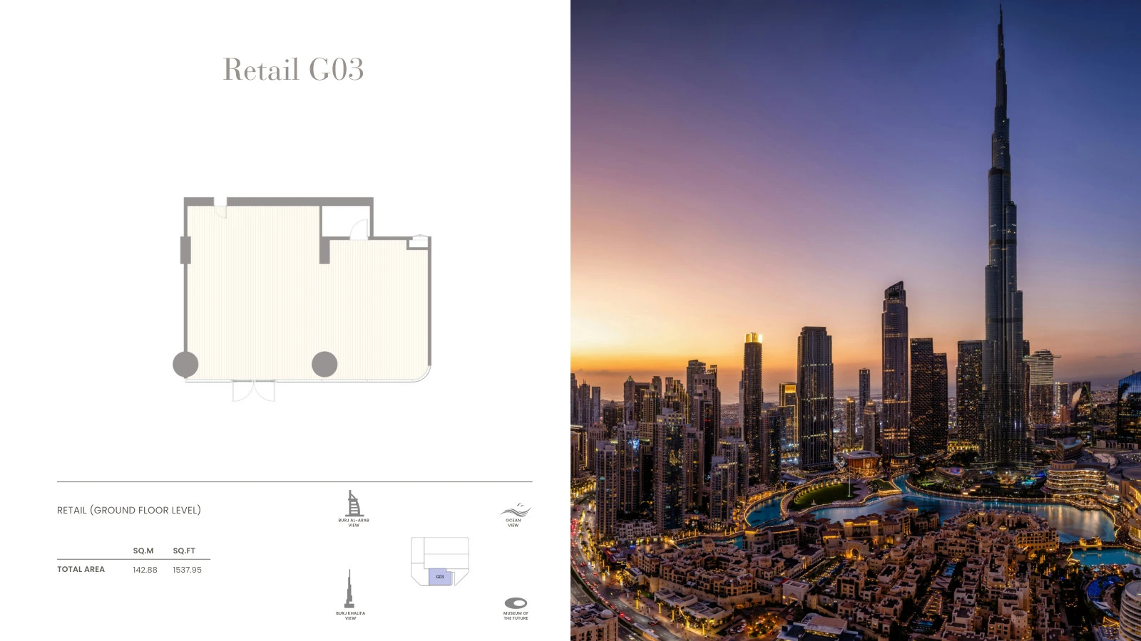 Floor plan for Retail – Ground Floor (G03, G04 & G05)