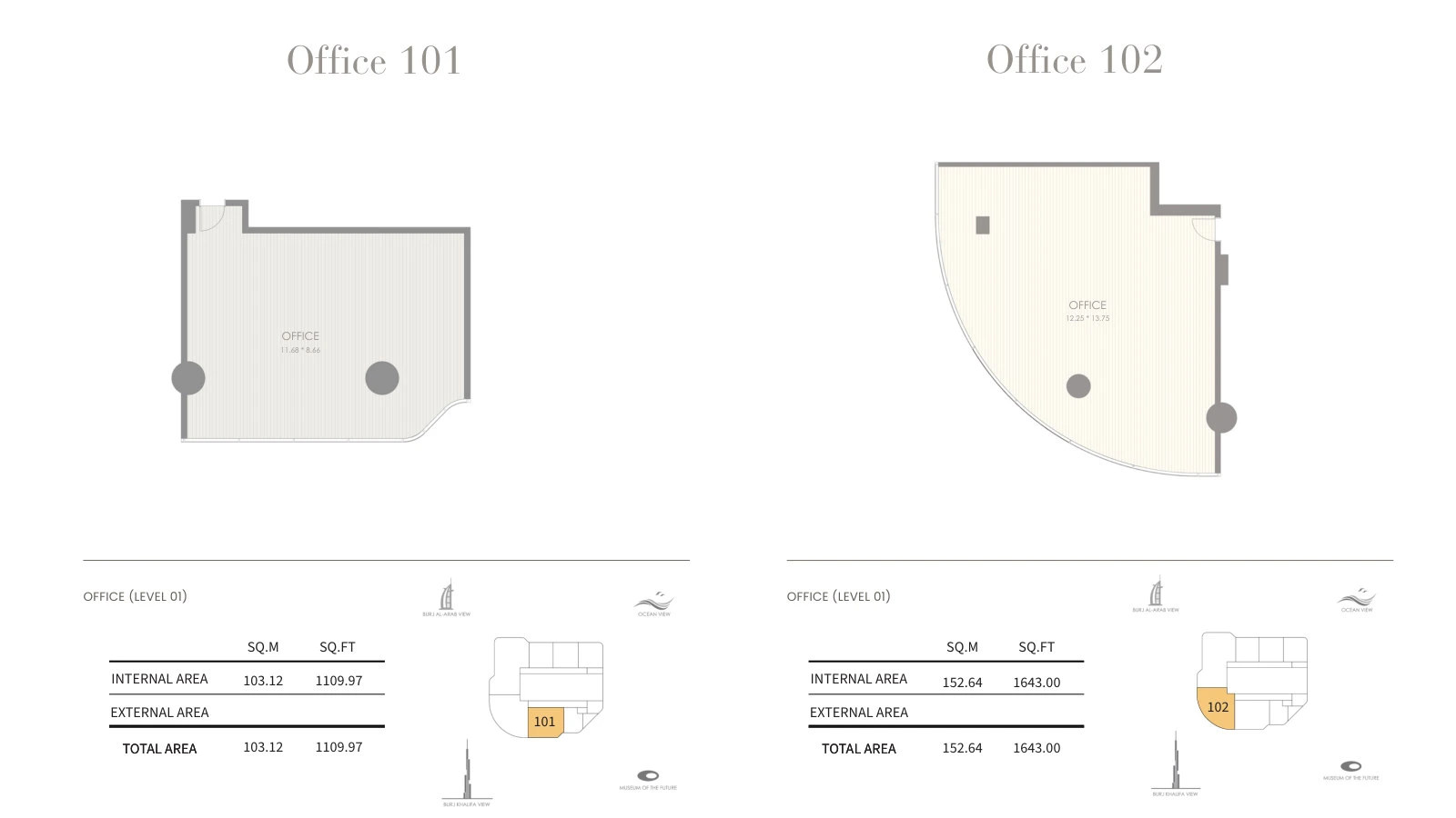 Floor plan for Office – Level 1 (101 & 102)