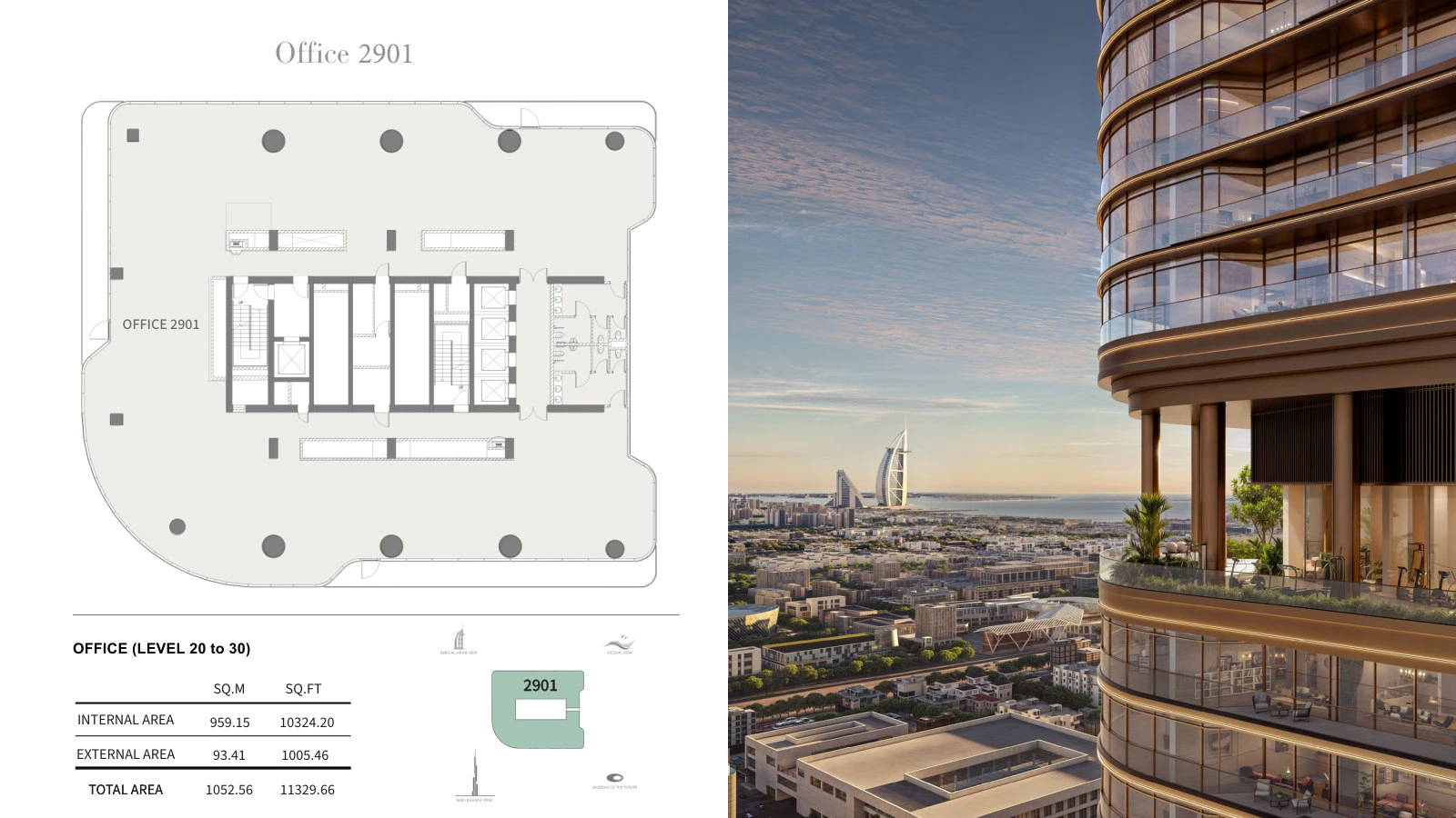 Floor plan for Office – Levels 20-30 full-floor (2901)