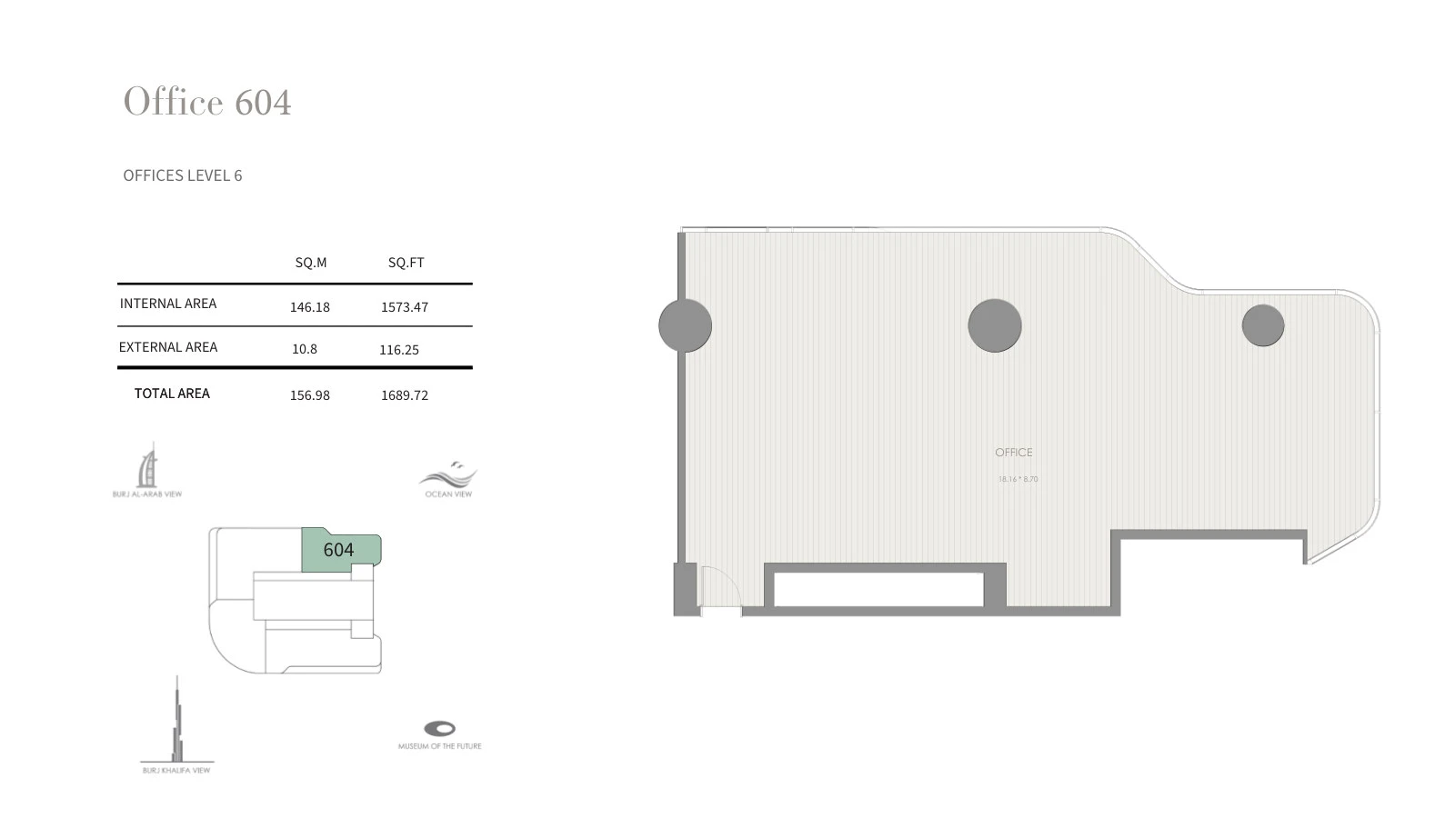 Floor plan for Office – Level 6 (604)