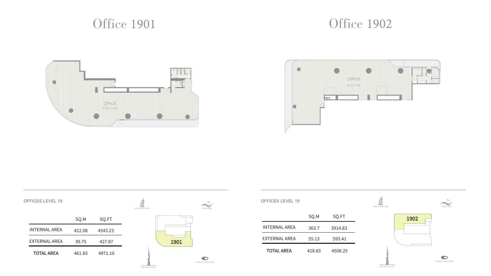 Floor plan for Office – Level 19 (1901 & 1902)