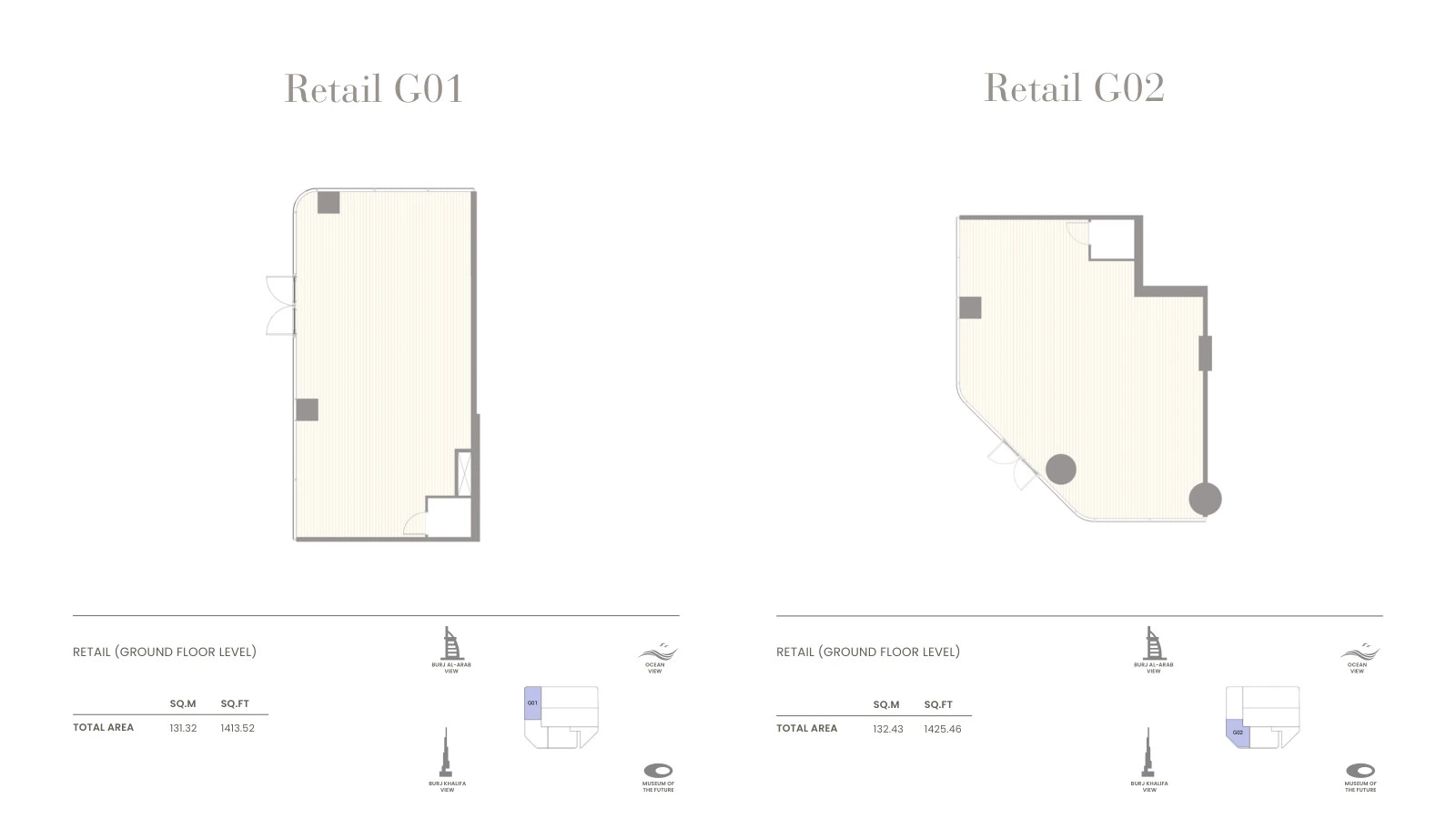 Floor plan for Retail – Ground Floor (G01 & G02)