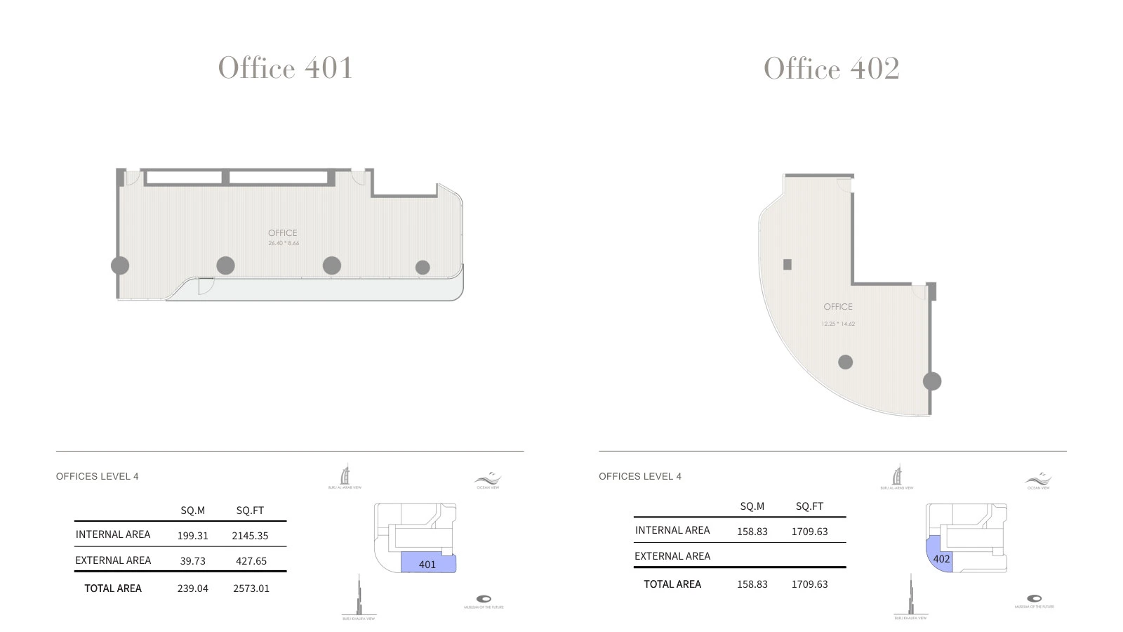 Floor plan for Office – Level 4 (401 & 402)