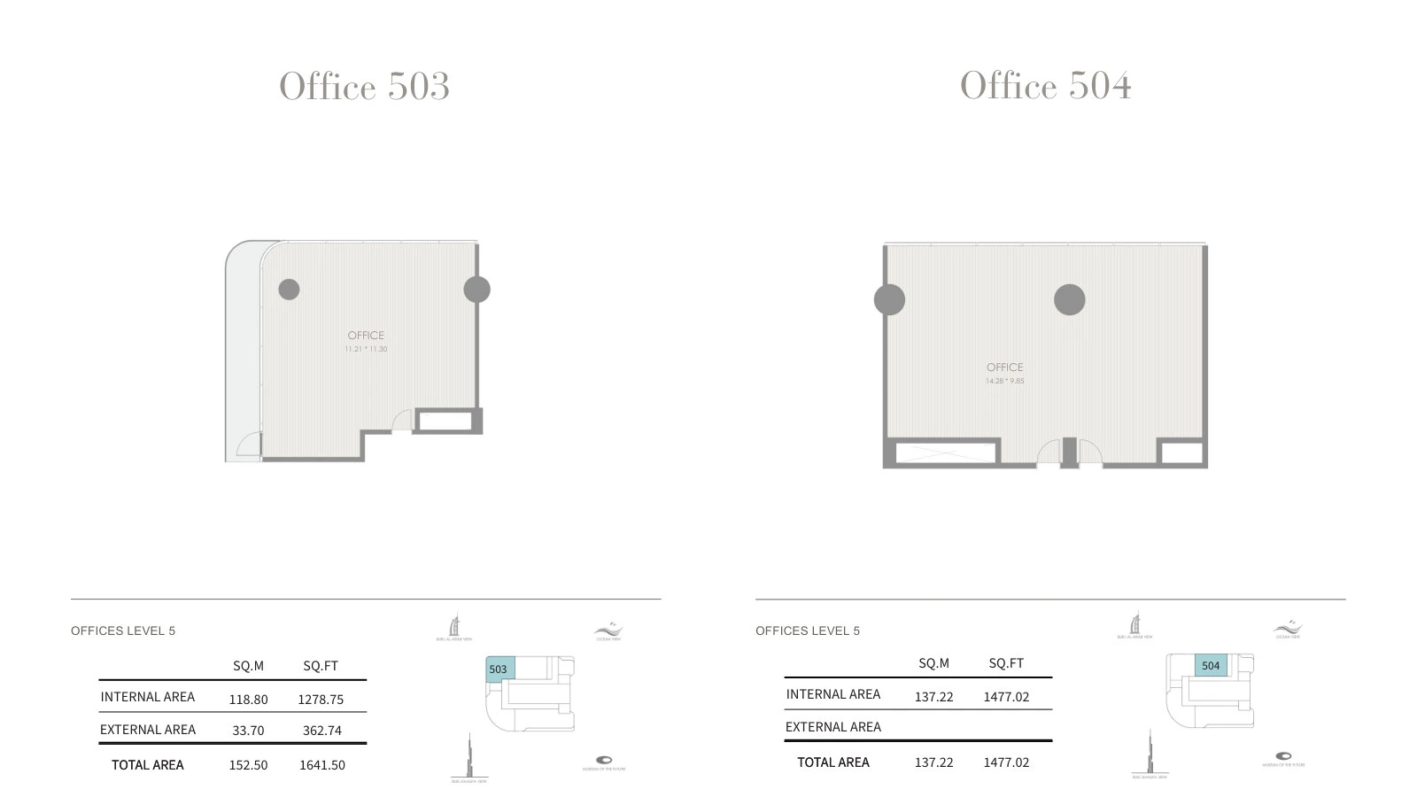 Floor plan for Office – Level 5 (503 & 504)