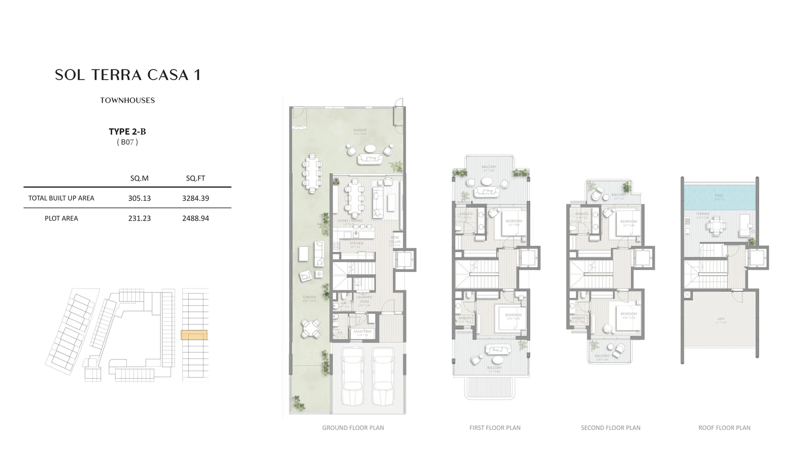 Floor plan for 4 Bedroom Townhouse - Type 2-B (B07)