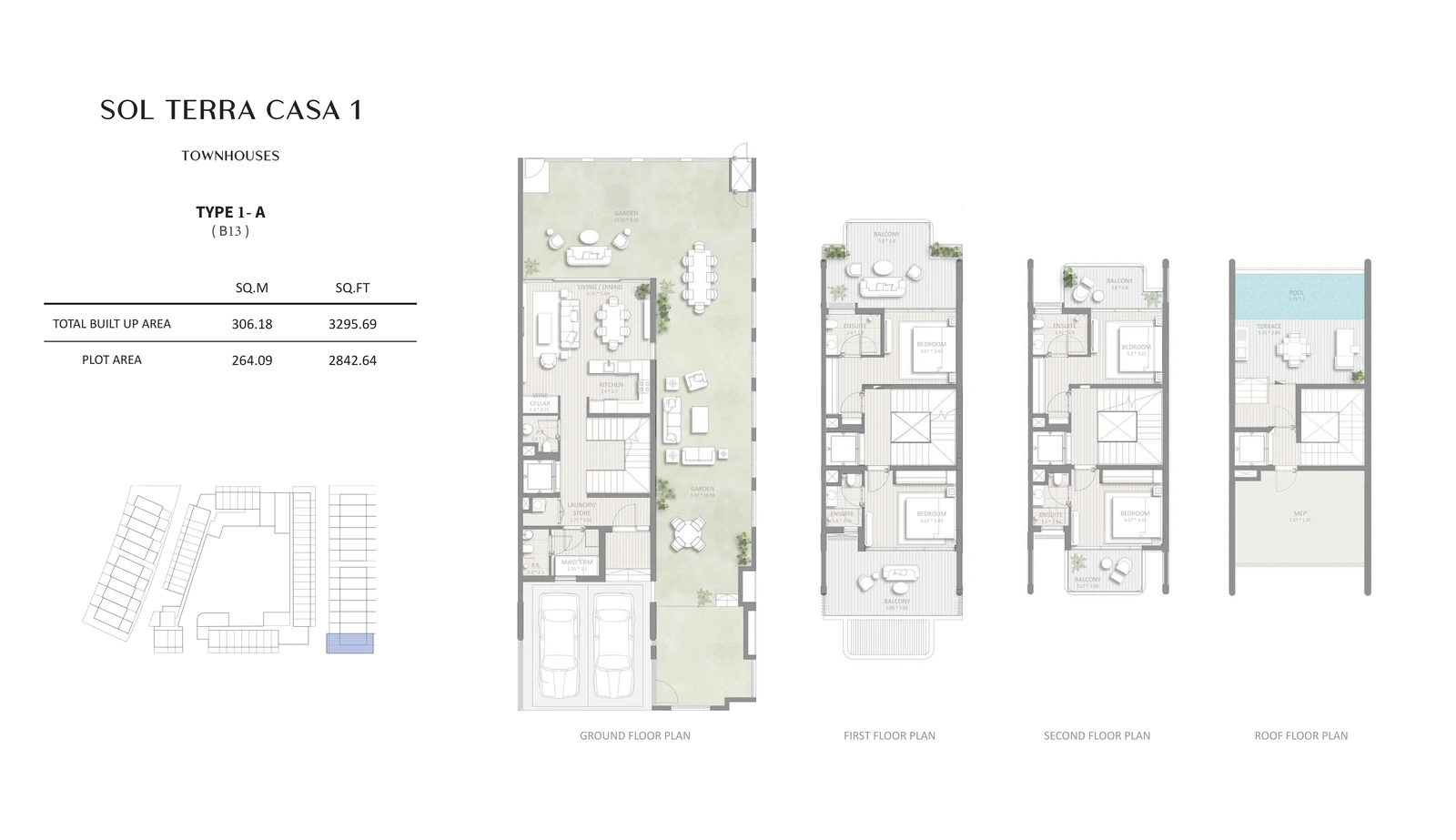 Floor plan for 4 Bedroom Townhouse - Type 1-A (B13)