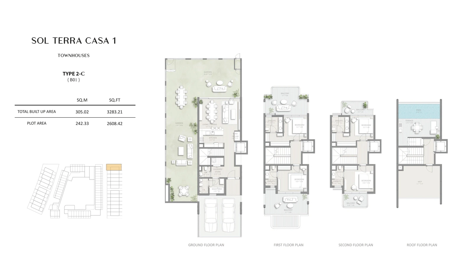 Floor plan for 4 Bedroom Townhouse - Type 2-C (B01)