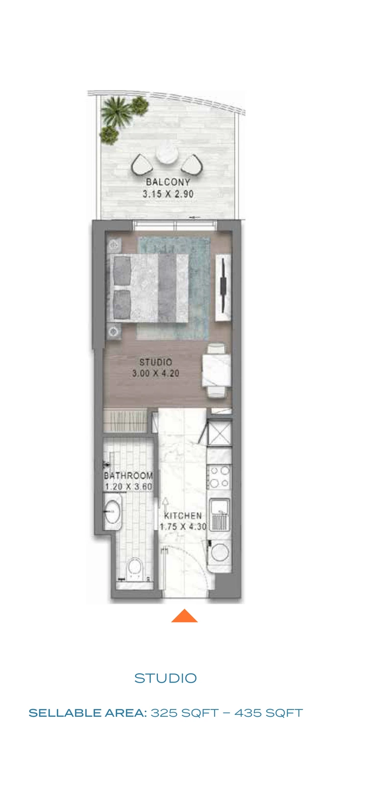 Floor plan for DAMAC Lagoon Views - Studio