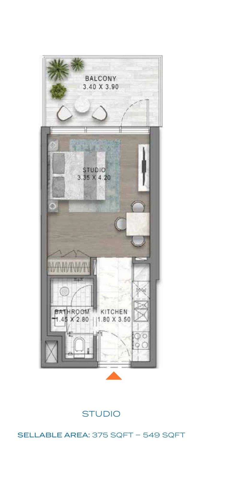 Floor plan for DAMAC District - Studio