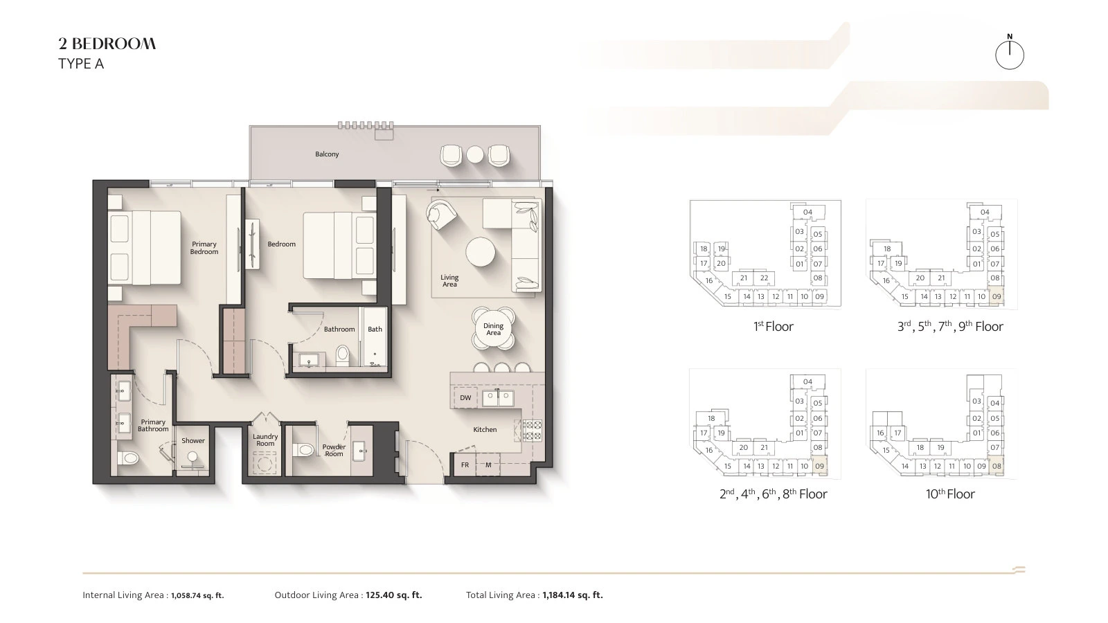 Floor plan for 2 Bedroom