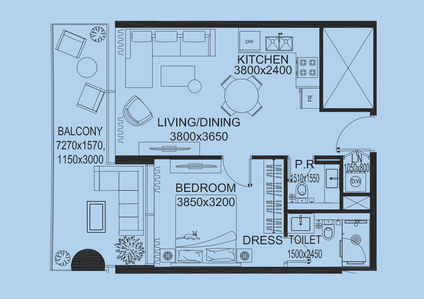 Floor plan for One Bedroom